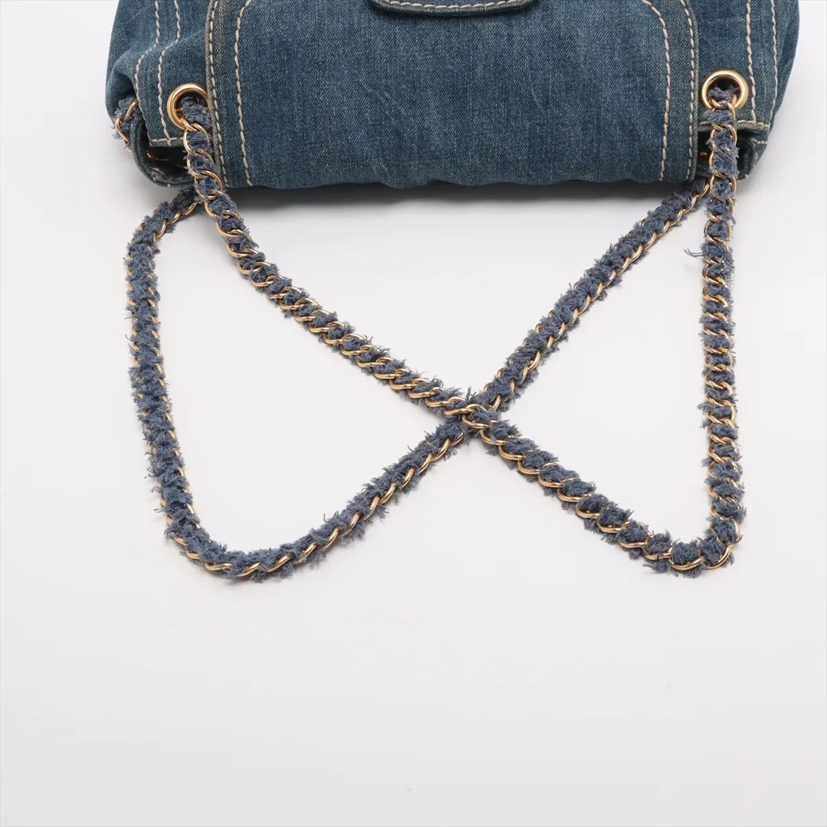 denim chain shoulder bag blue — view 5