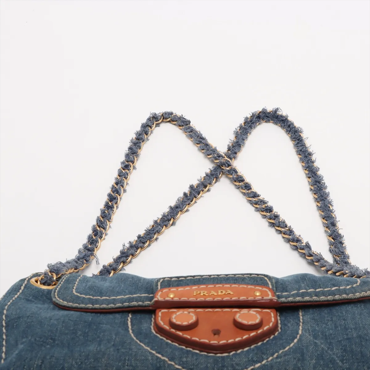 denim chain shoulder bag blue — view 6