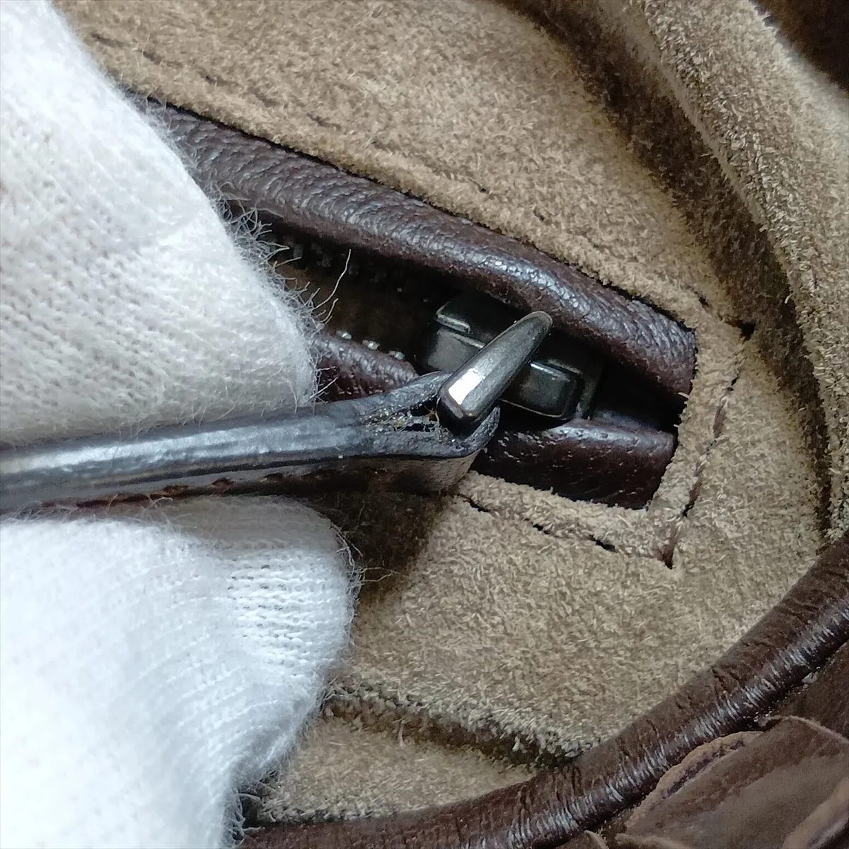 Intrecciato Hobo Leather Shoulder Bag, Brown — view 12