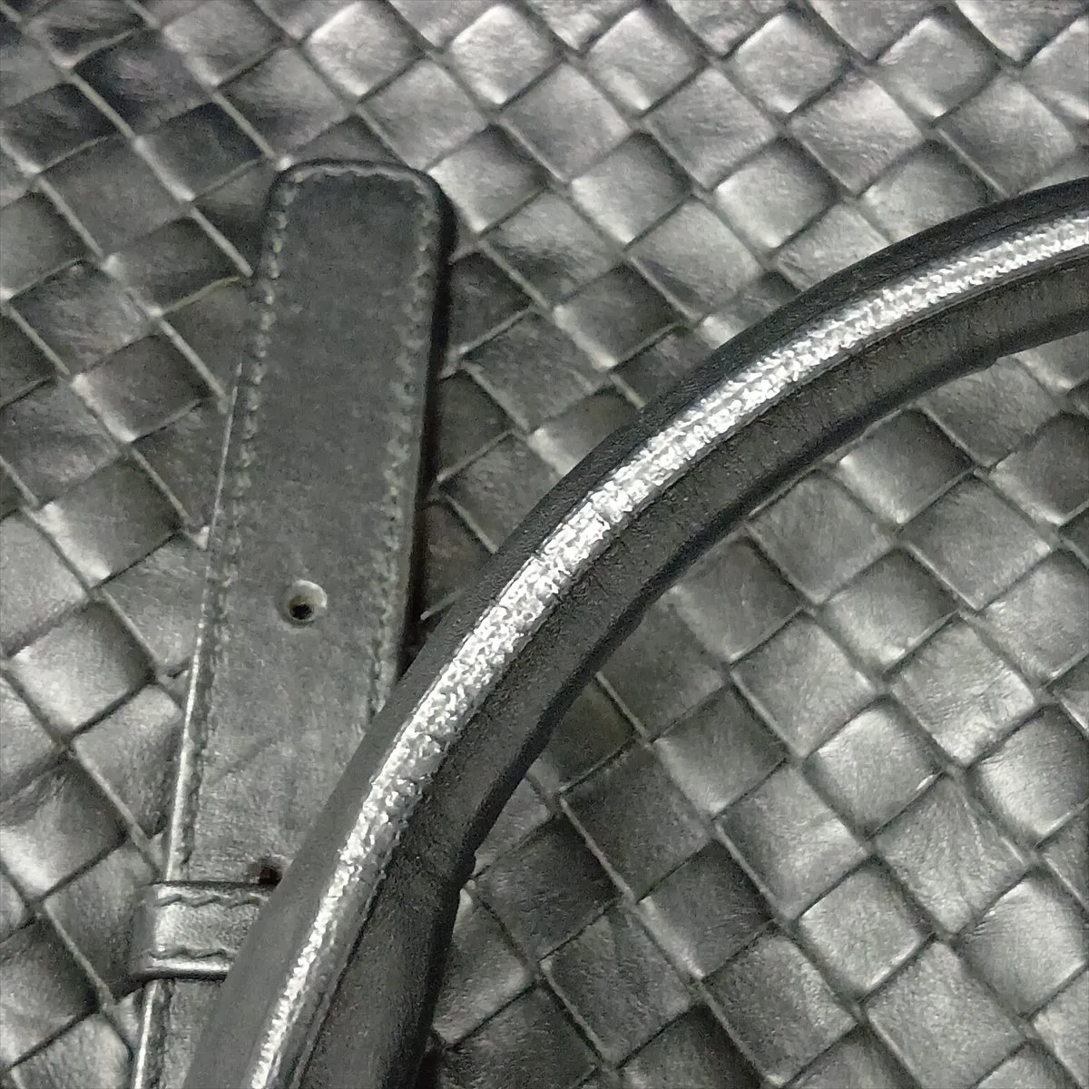 Intrecciato Roma Leather Handbag, Black — view 13