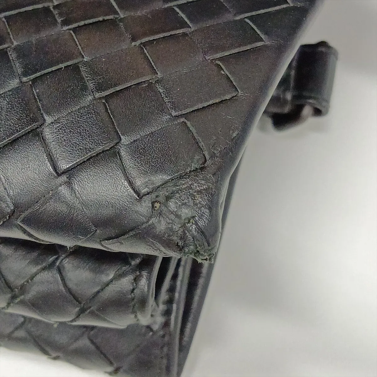 Intrecciato Roma Leather Handbag, Black — view 15