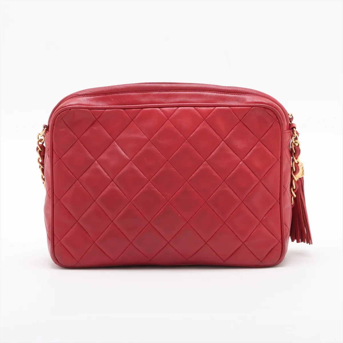 Matelasse Lambskin Chain Shoulder Bag Fringe Red Gold Hardware 0756459 Series 0 — view 2