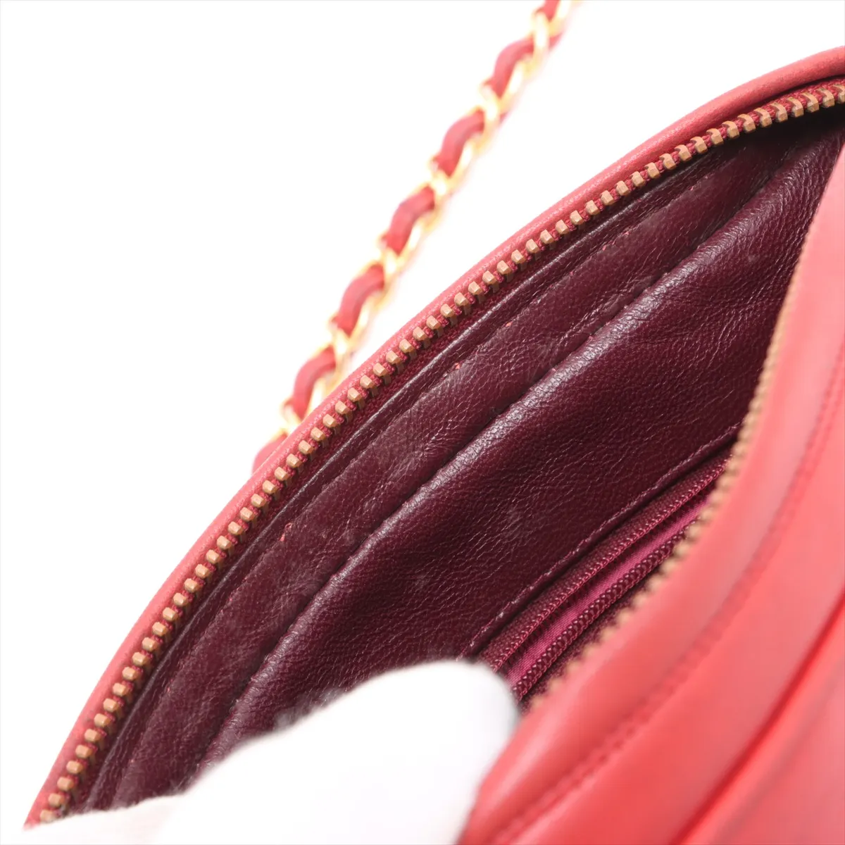 Matelasse Lambskin Chain Shoulder Bag Fringe Red Gold Hardware 0756459 Series 0 — view 11