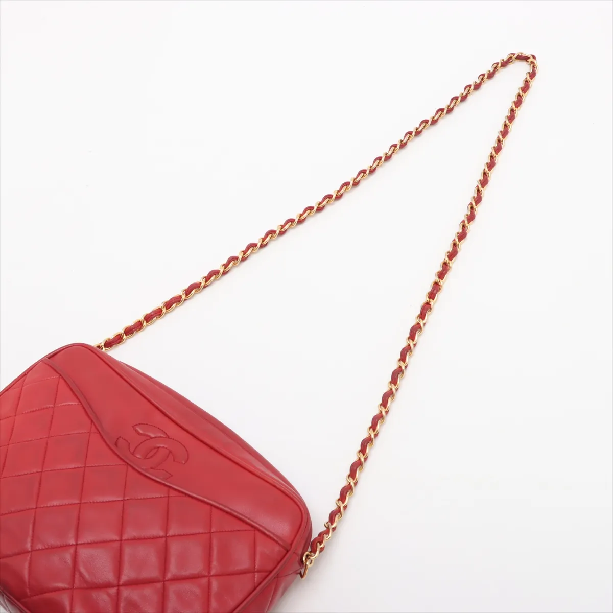 Matelasse Lambskin Chain Shoulder Bag Fringe Red Gold Hardware 0756459 Series 0 — view 5