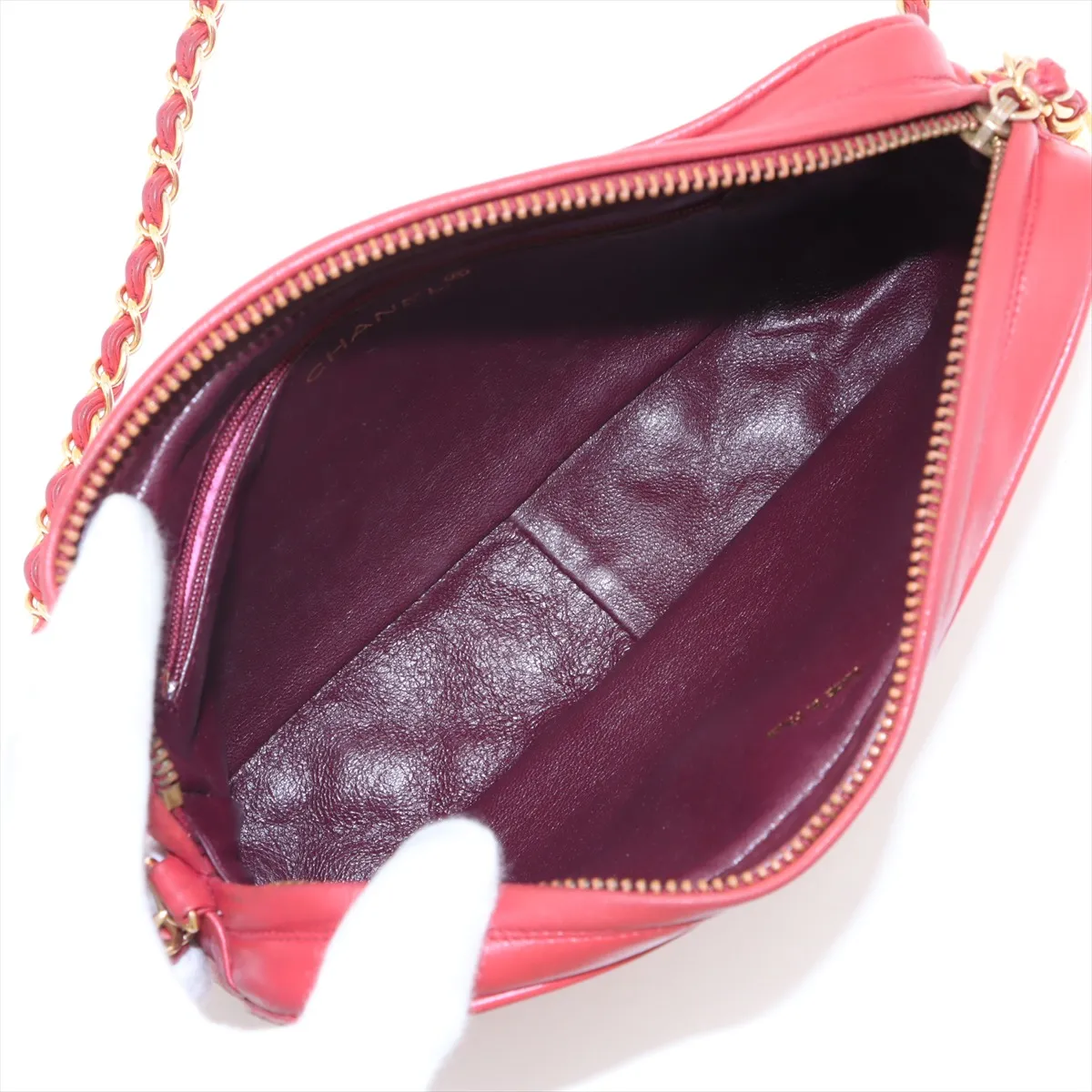 Matelasse Lambskin Chain Shoulder Bag Fringe Red Gold Hardware 0756459 Series 0 — view 6