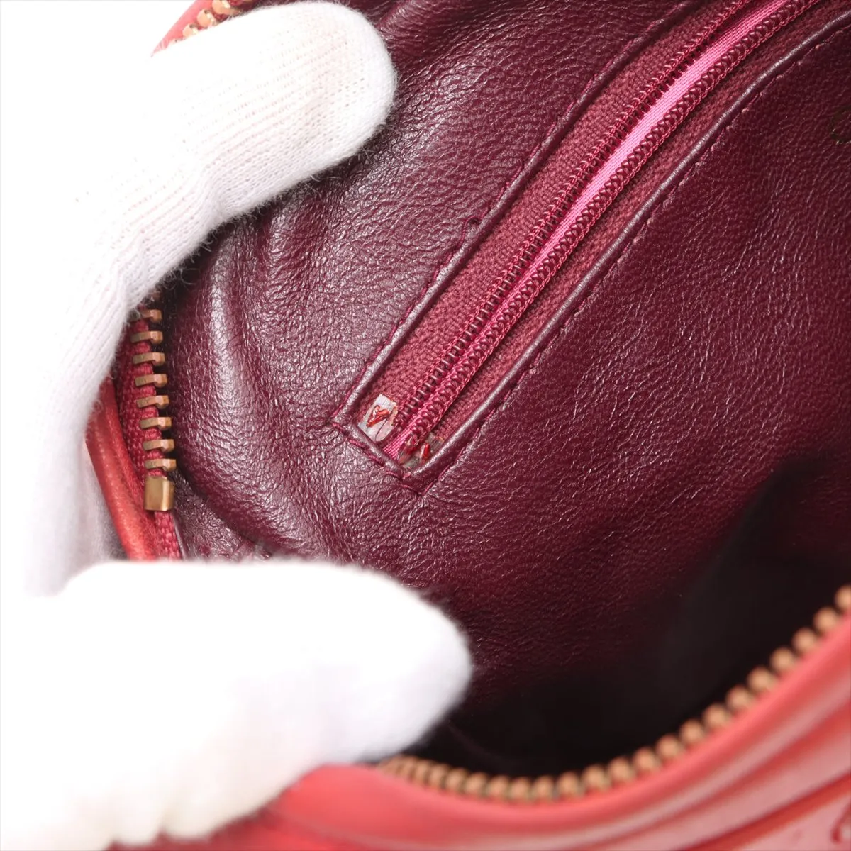 Matelasse Lambskin Chain Shoulder Bag Fringe Red Gold Hardware 0756459 Series 0 — view 10