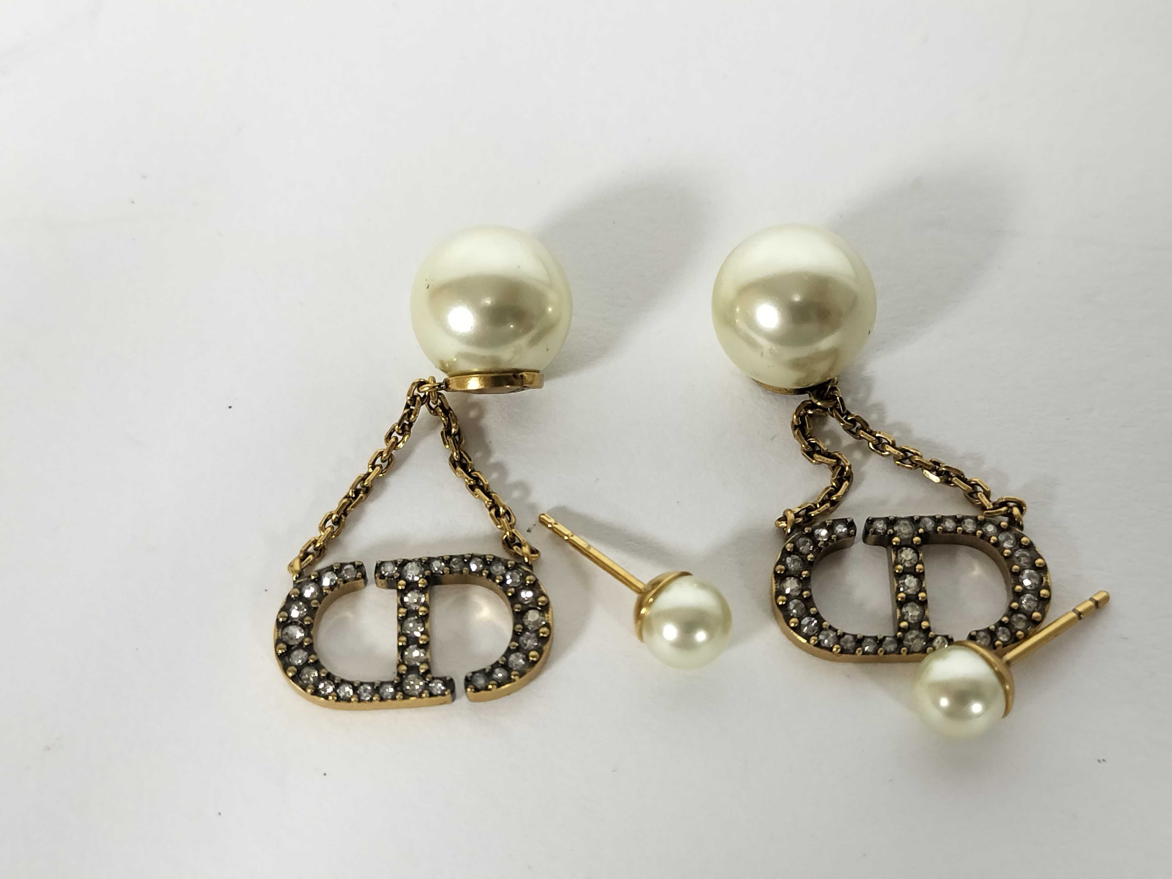 Tribal Pearl Rhinestone Earrings — view 5