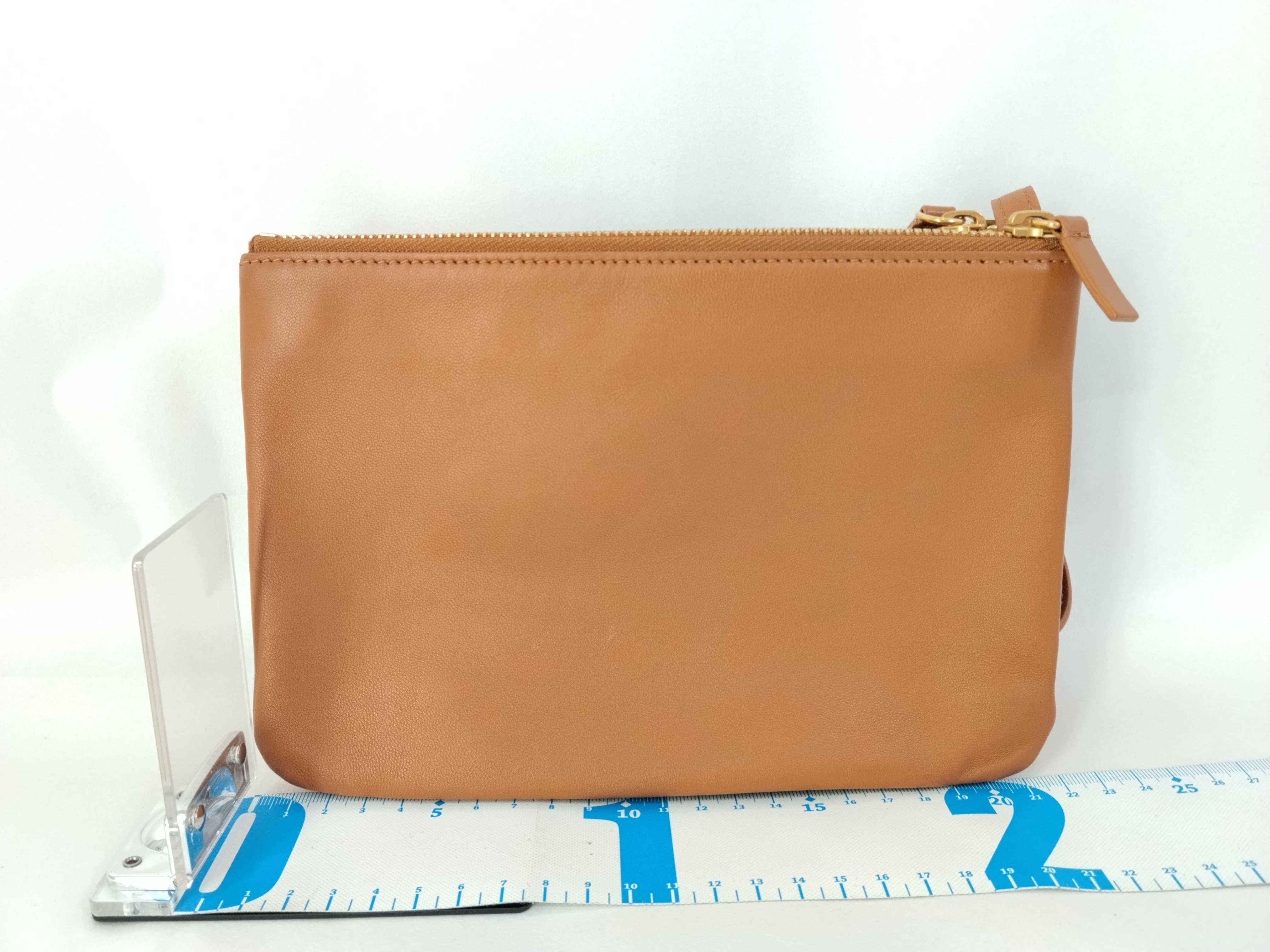 Trio Small Leather Shoulder Bag Pouch Brown Shoulder Bag — view 2