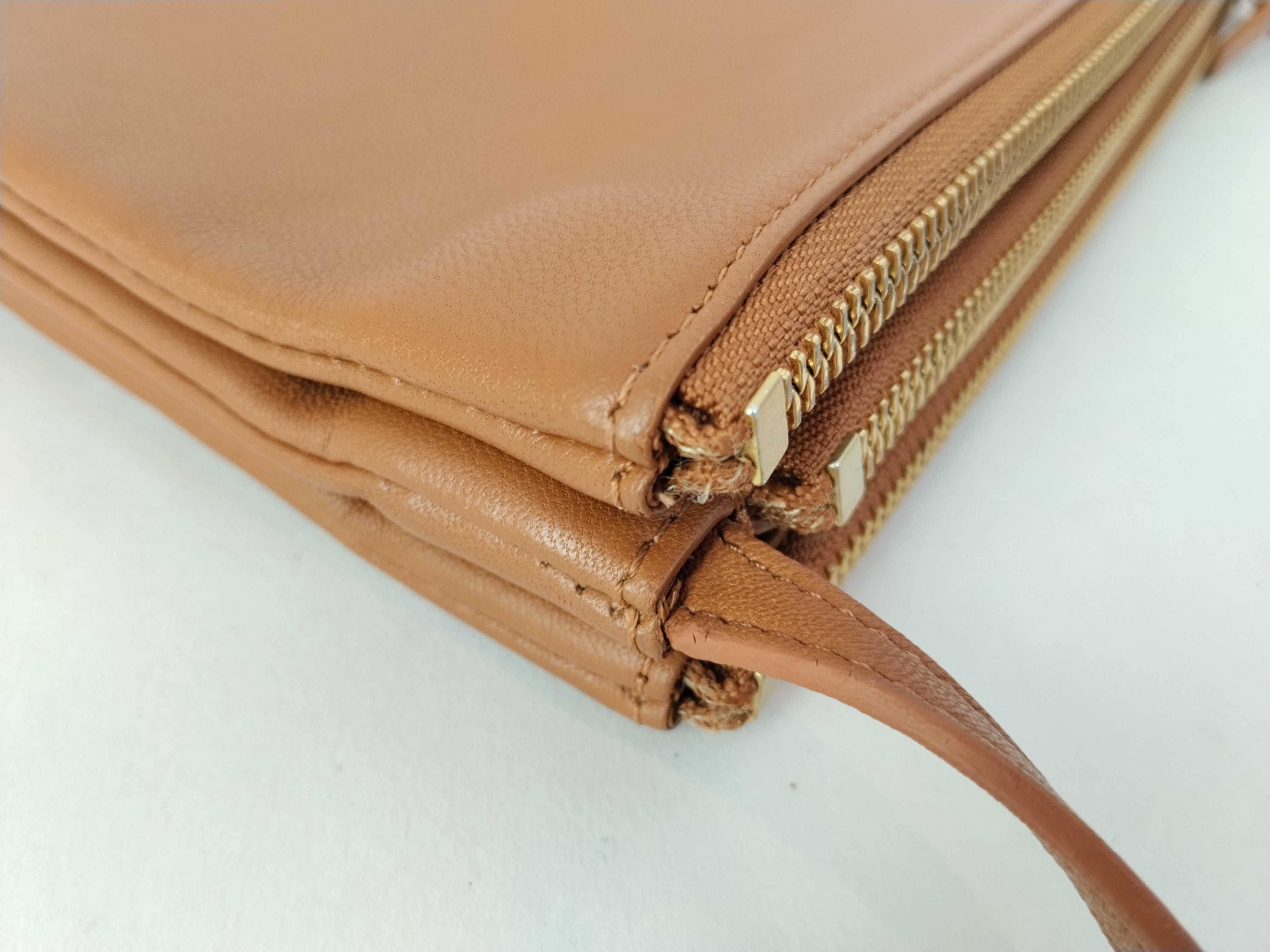 Trio Small Leather Shoulder Bag Pouch Brown Shoulder Bag — view 5
