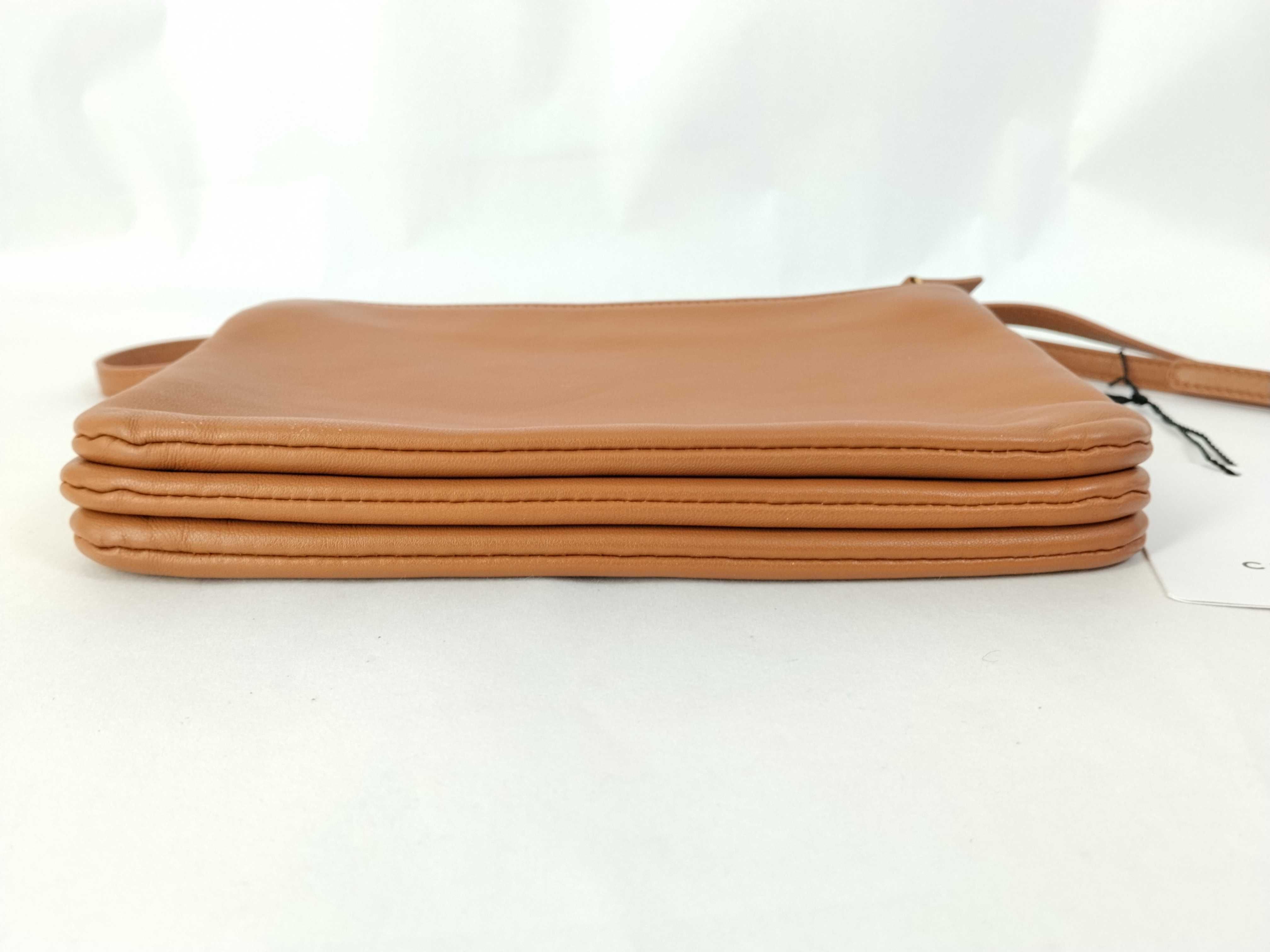 Trio Small Leather Shoulder Bag Pouch Brown Shoulder Bag — view 7
