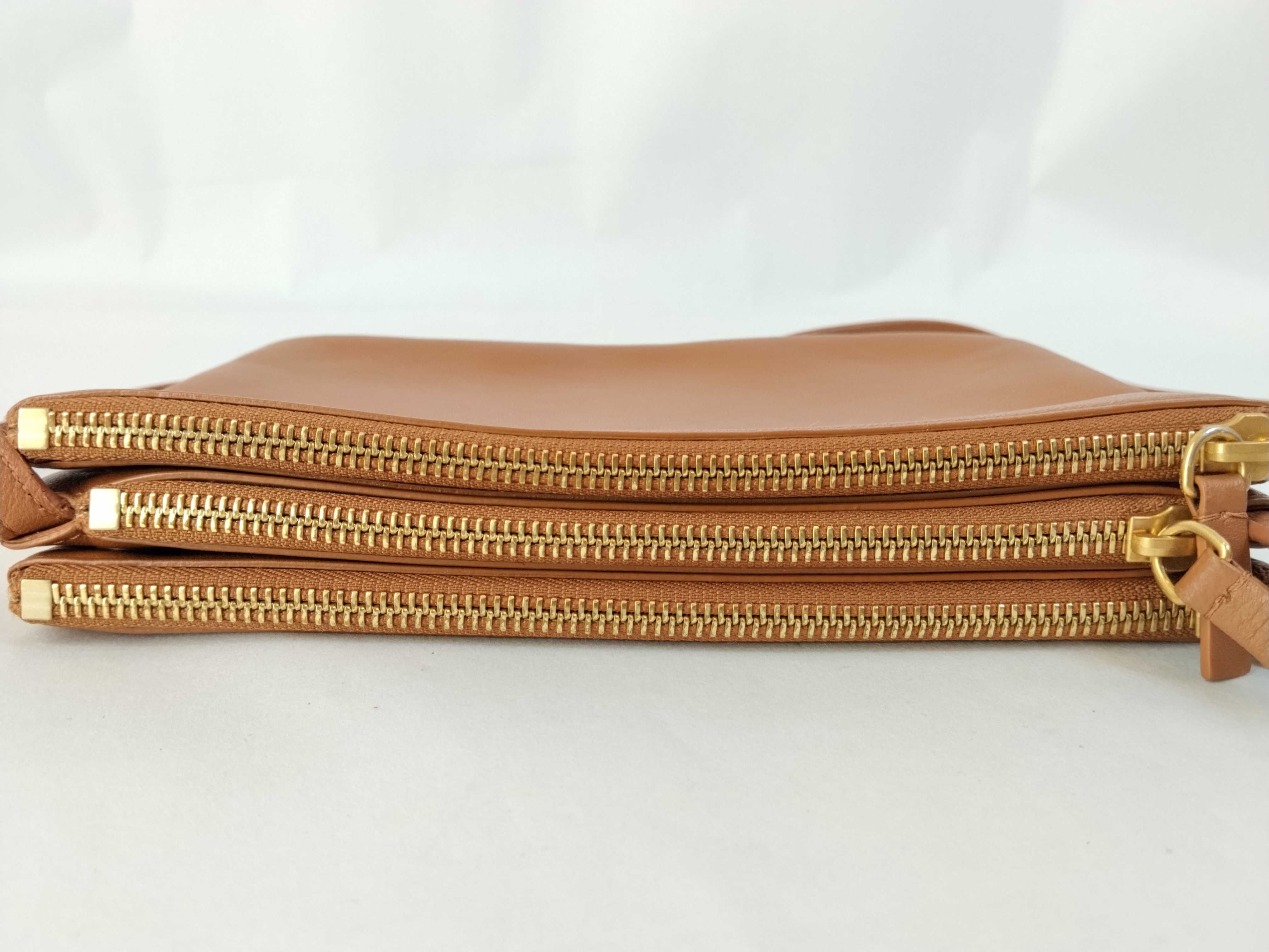 Trio Small Leather Shoulder Bag Pouch Brown Shoulder Bag — view 8