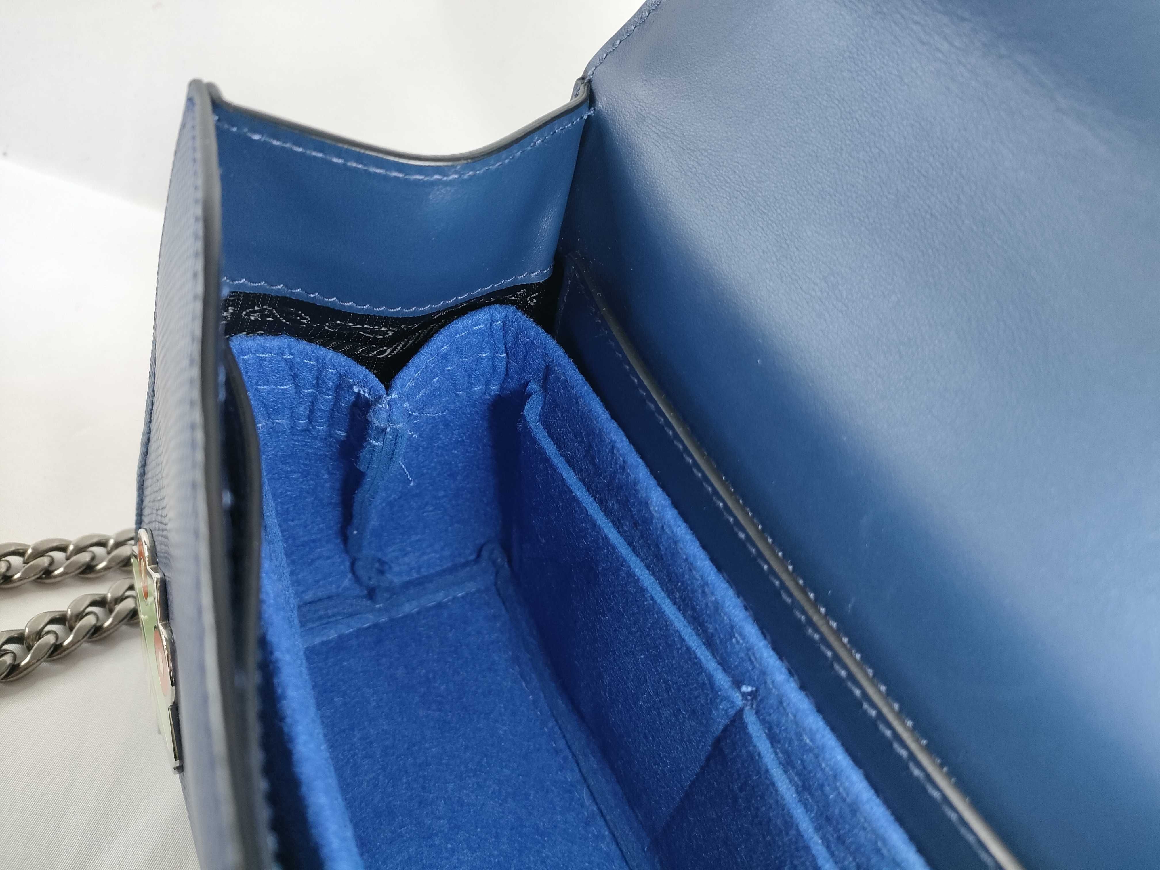 Monochrome Blue Calfskin Medium Robot Shoulder Bag — view 11