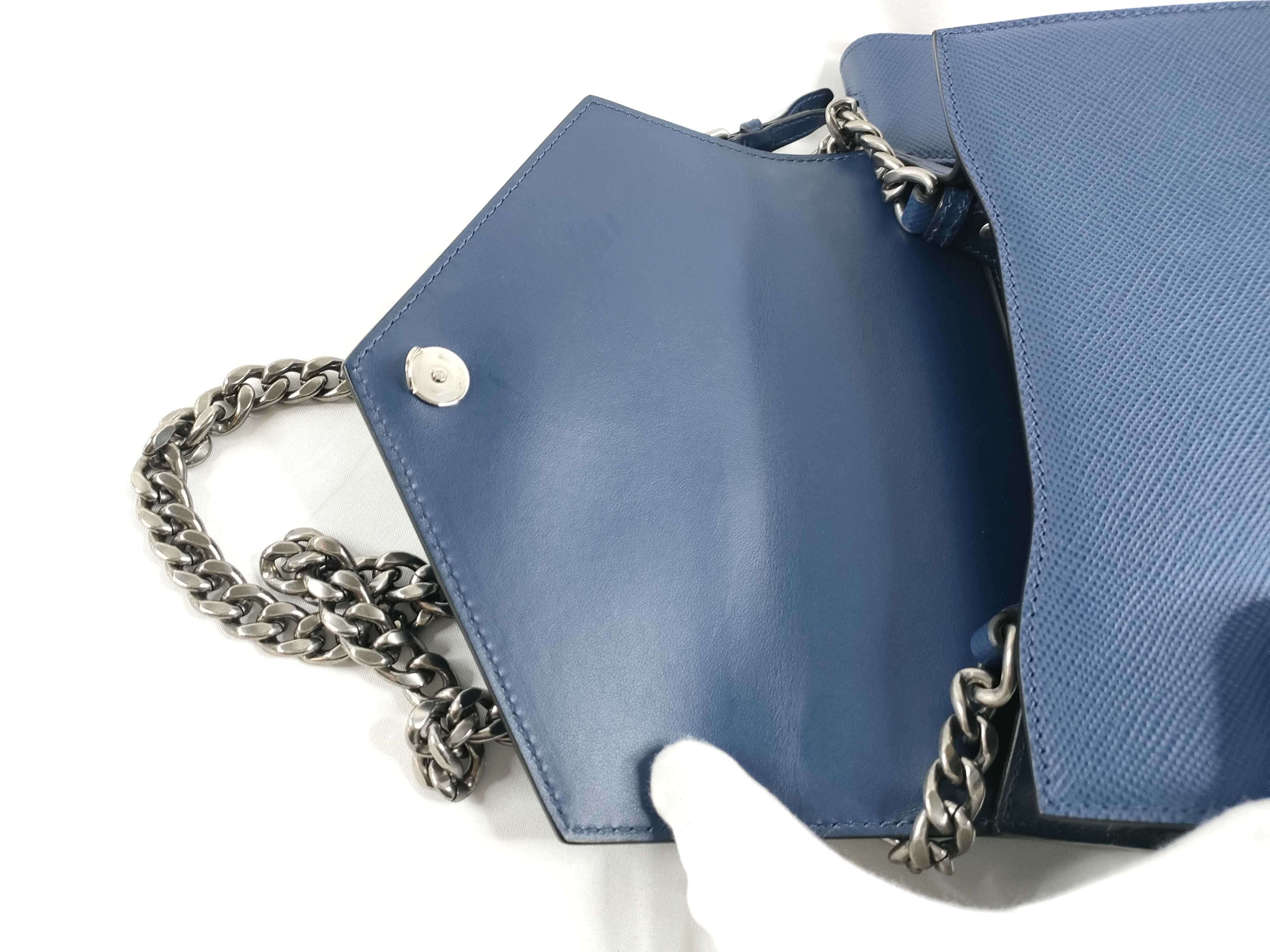 Monochrome Blue Calfskin Medium Robot Shoulder Bag — view 9