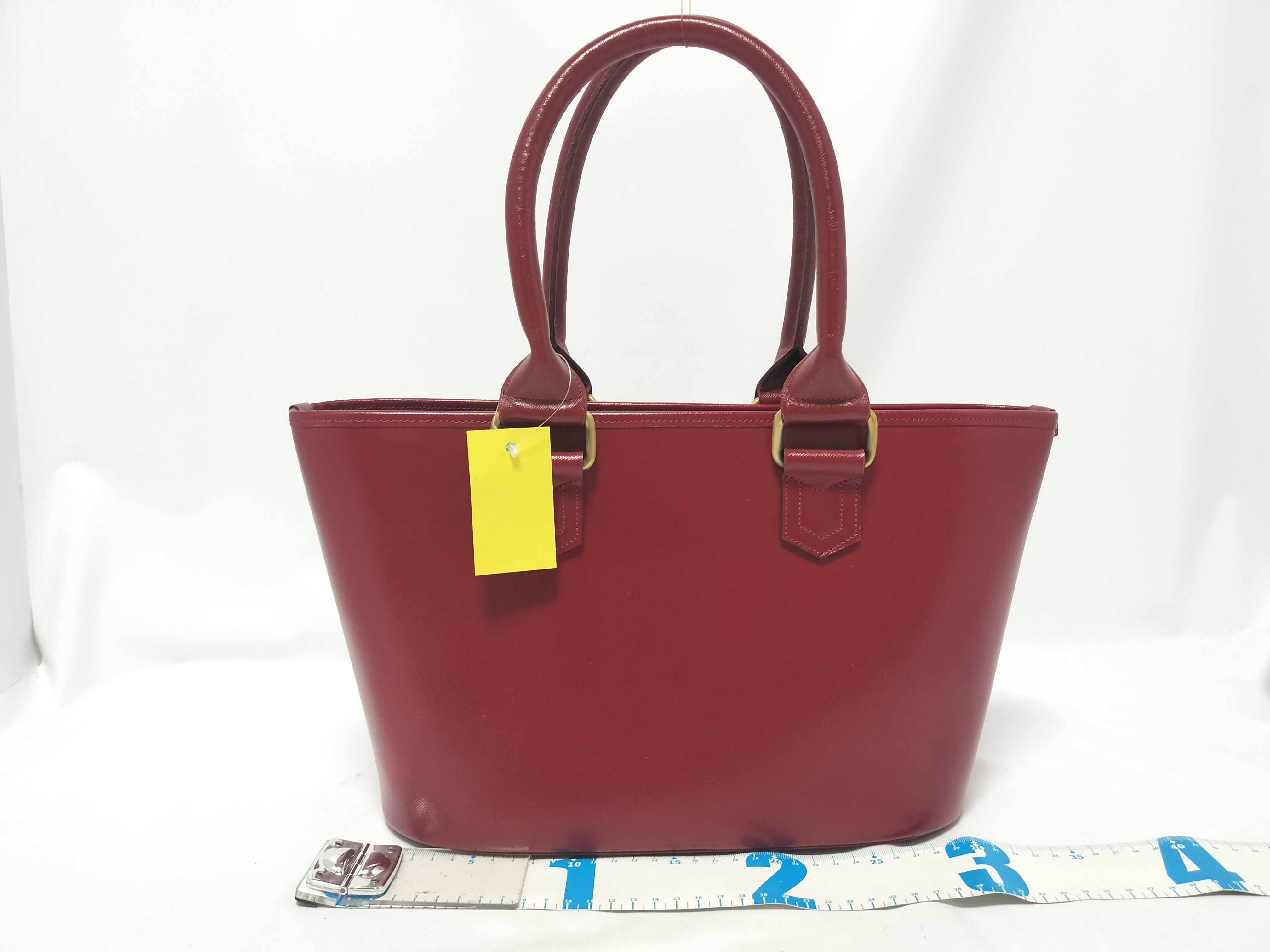 HAND LEATHER RED TOTE BAG — view 2