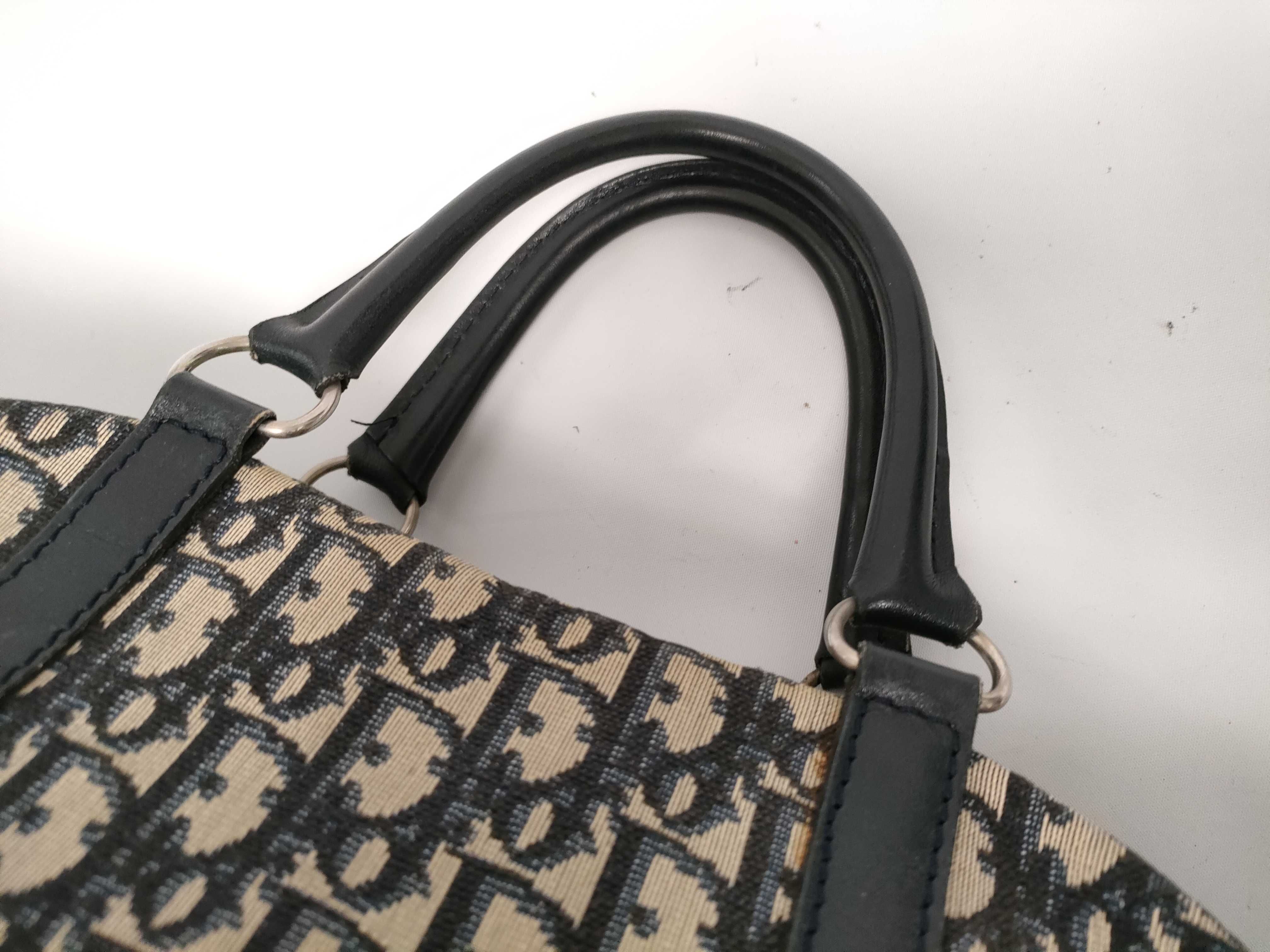 Trotter Canvas Boston Bag, Navy — view 5