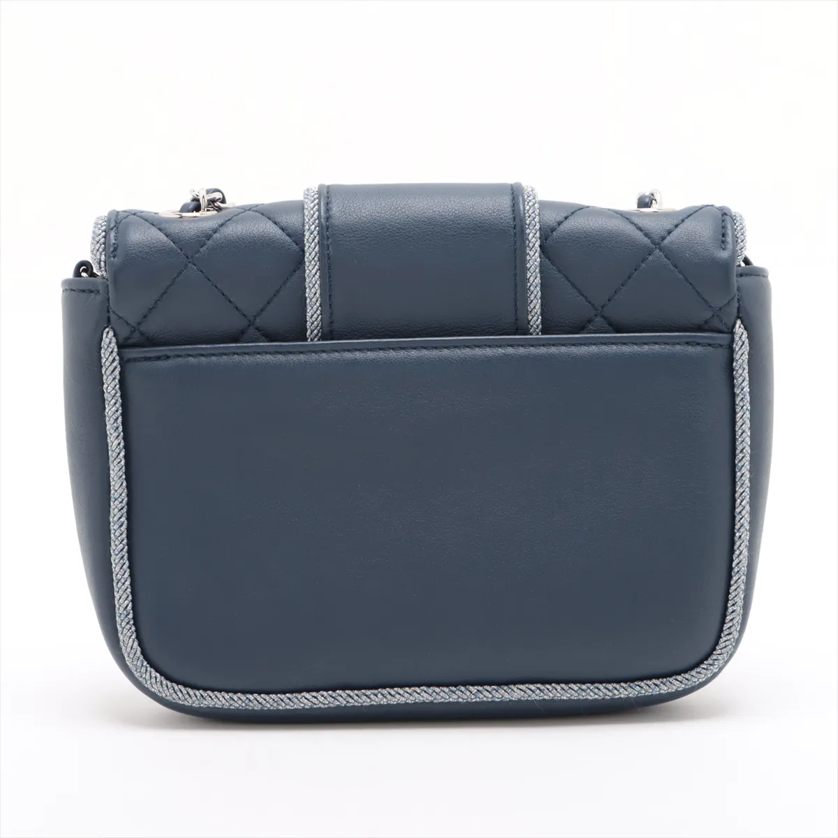 Matelasse Lambskin Single Flap Single Chain Bag Navy Silver Hardware 27179900 No. 27 — view 2