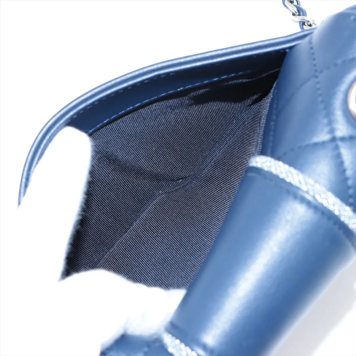 Matelasse Lambskin Single Flap Single Chain Bag Navy Silver Hardware 27179900 No. 27 — view 8