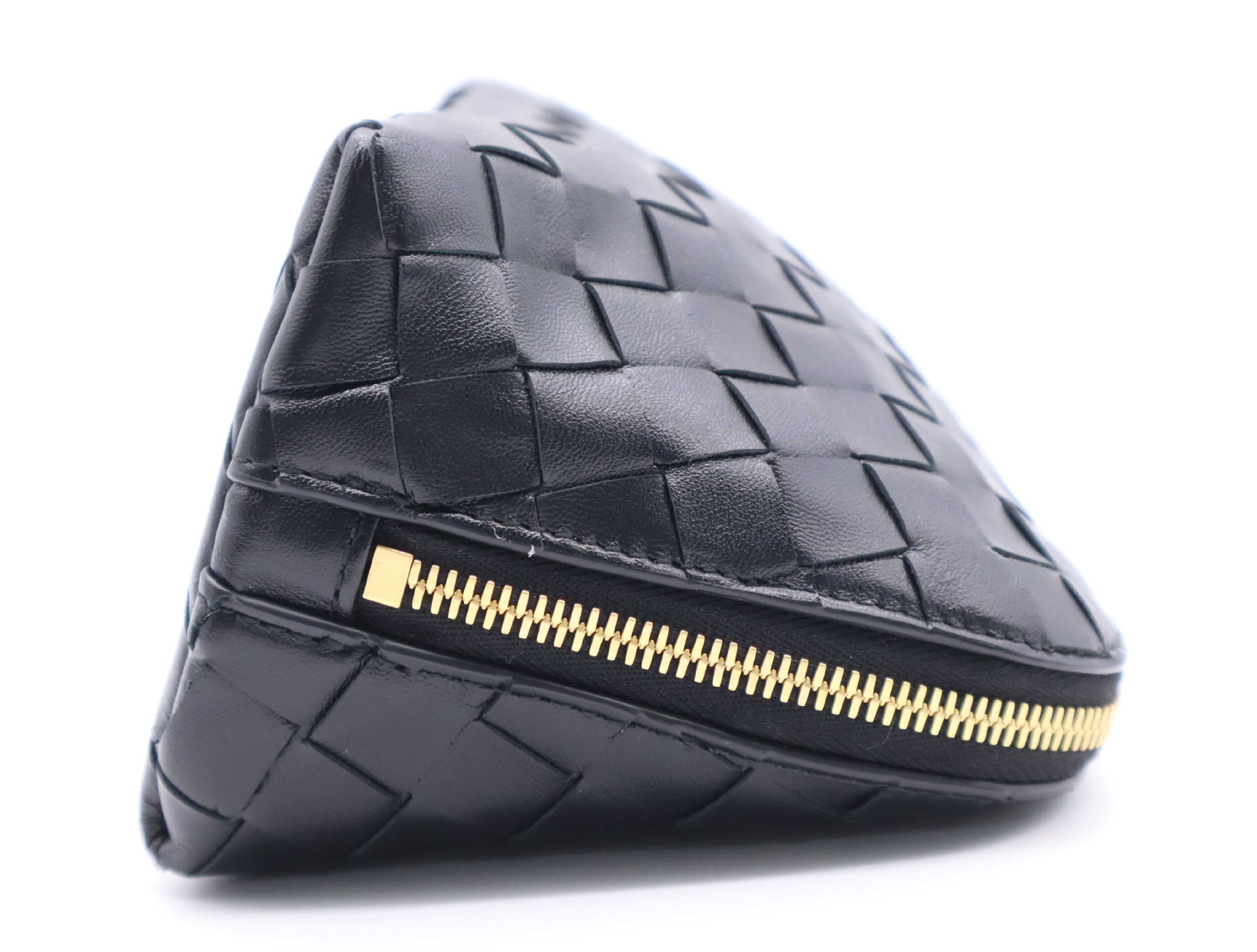 Intrecciato Leather Beauty Pouch, Black — view 5