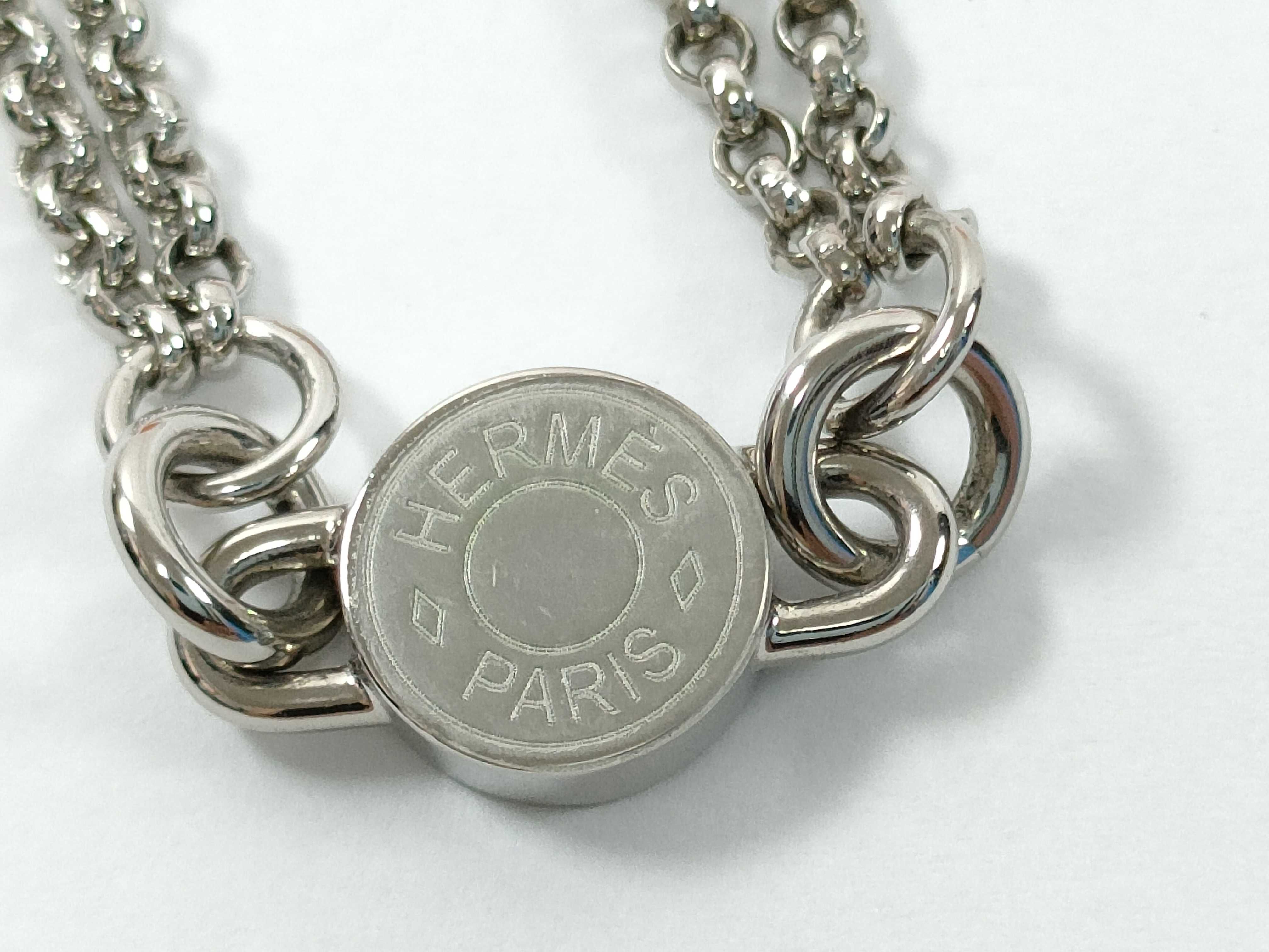 Charniere PM Necklace, Black with Silver Hardware, Unused, Hermes Necklace — view 5