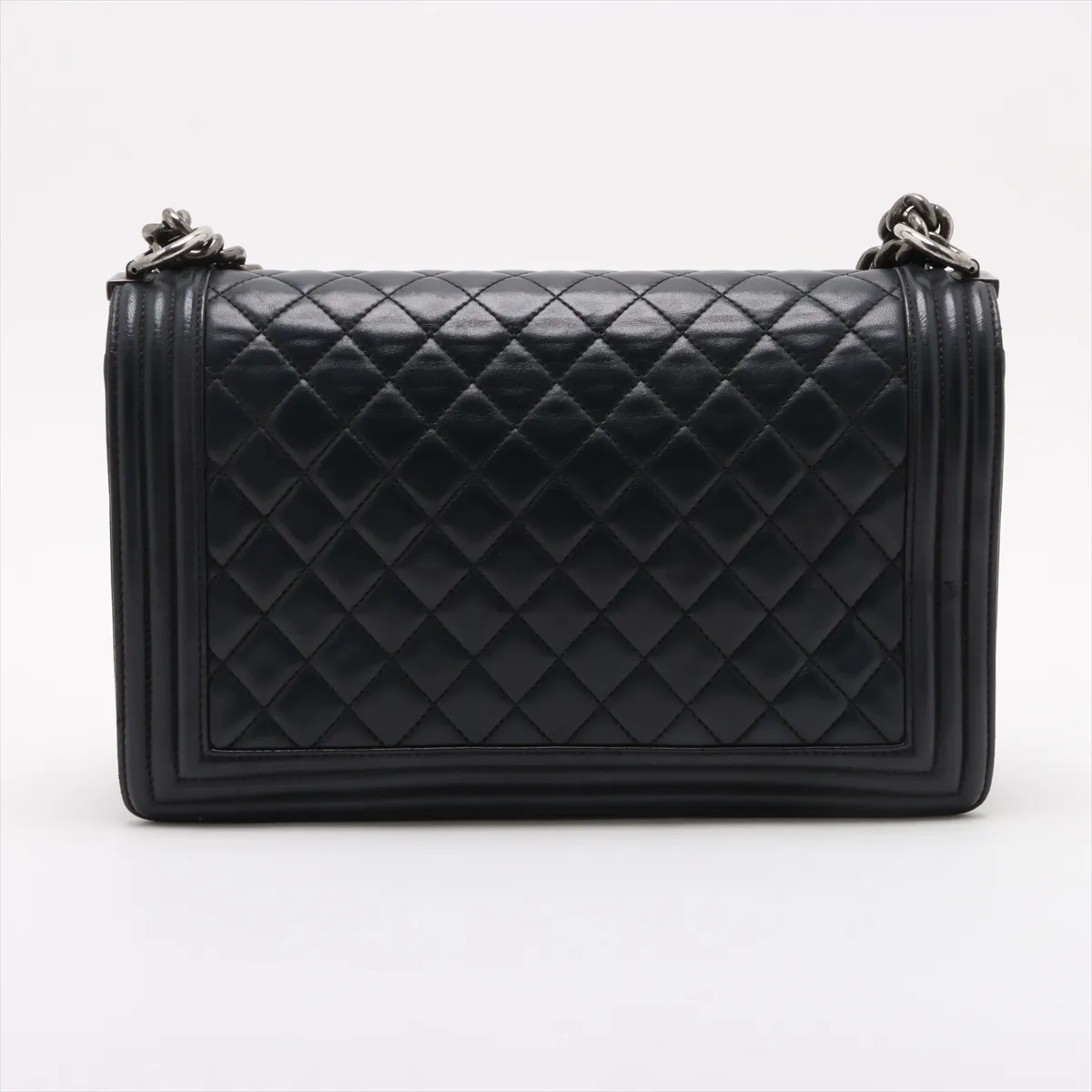 Boy Chanel 28 Large Lambskin Chain Shoulder Bag Navy Gunmetal Hardware 23359733 23rd Series A92193 — view 2