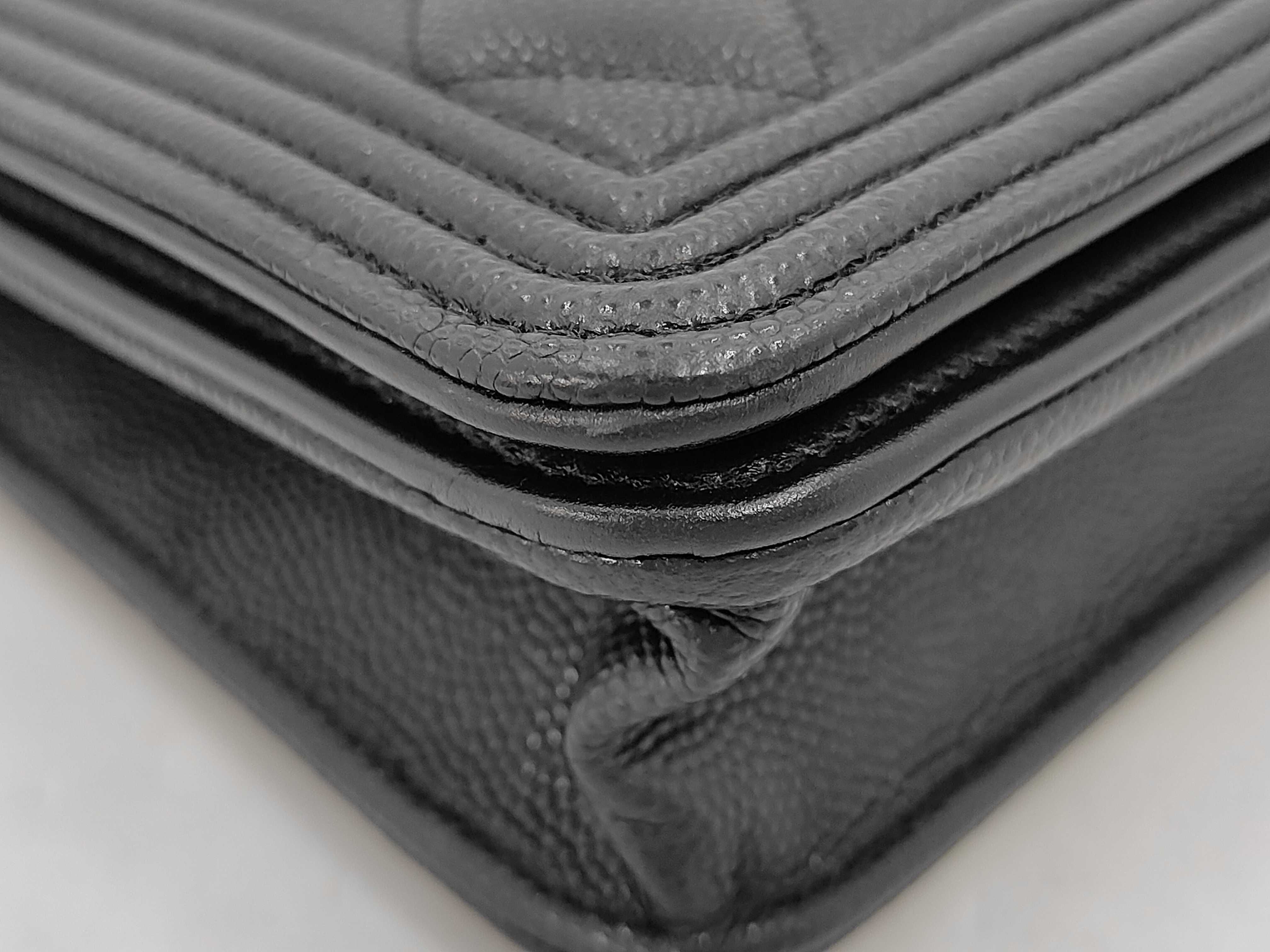 Boy Chanel Caviar Skin Black Chain Shoulder Bag — view 4