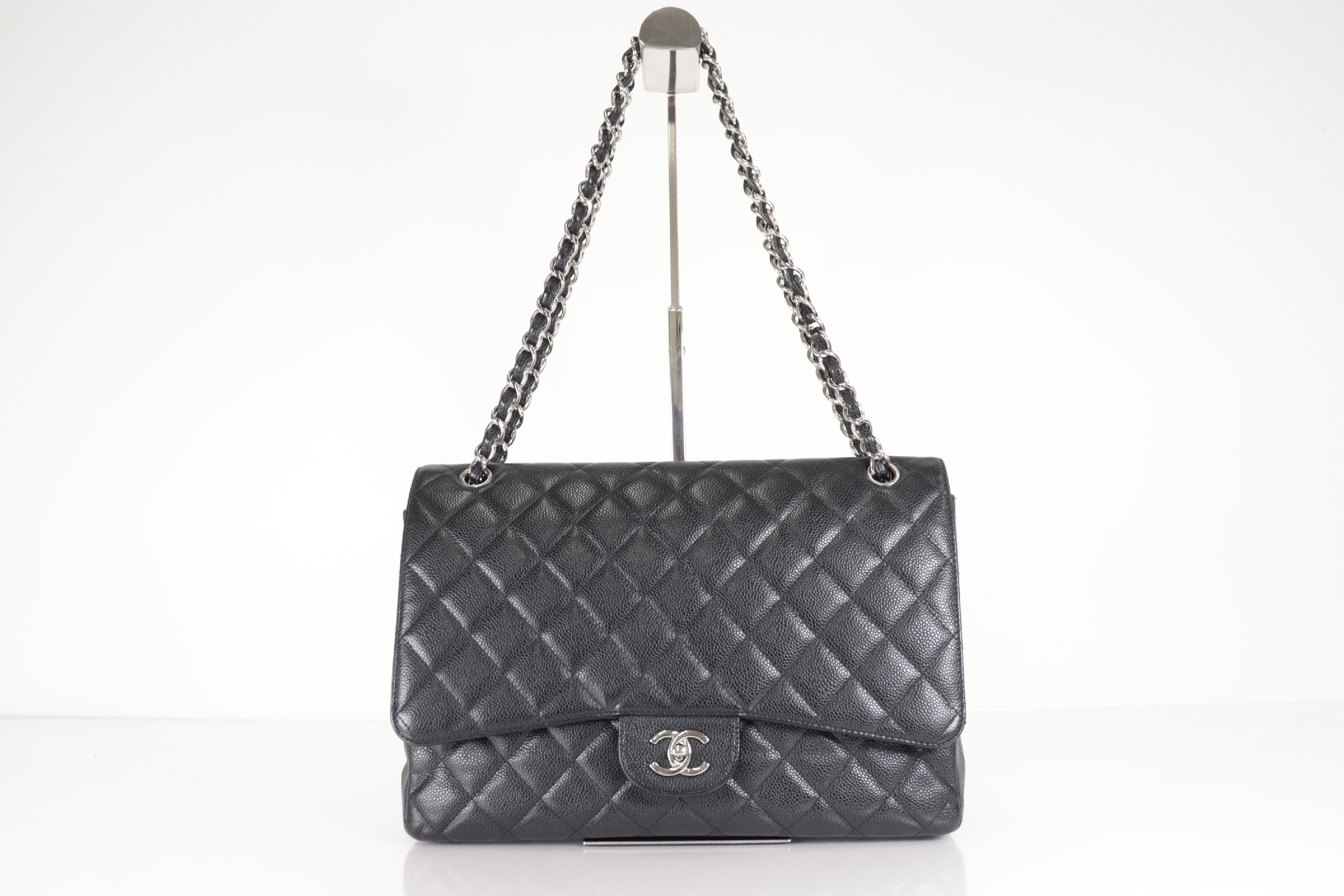 Deca Mat Caviar Chain Shoulder Bag, Silver Hardware, Serial Number 27 — view 2