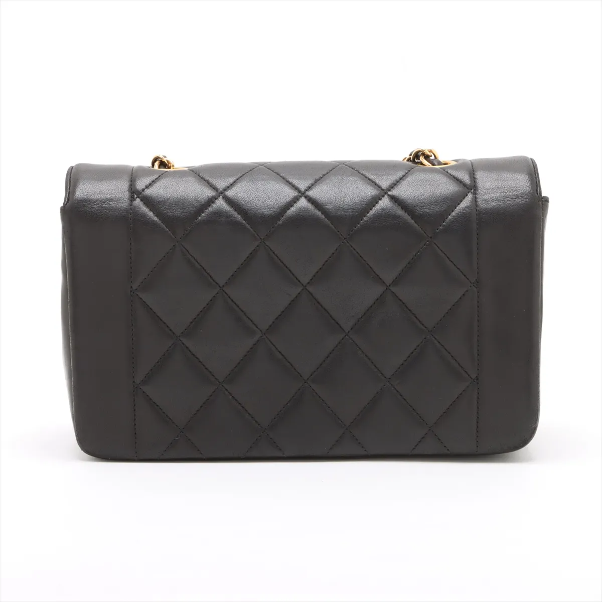 Matelasse Lambskin Single Flap Single Chain Bag Diana Flap Black Gold Hardware — view 2