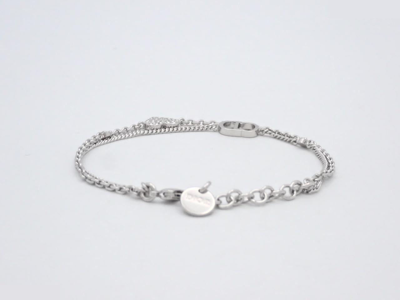 CD Heart Rhinestone Bracelet, Silver, Wrist Circumference Approx. 17cm — view 2