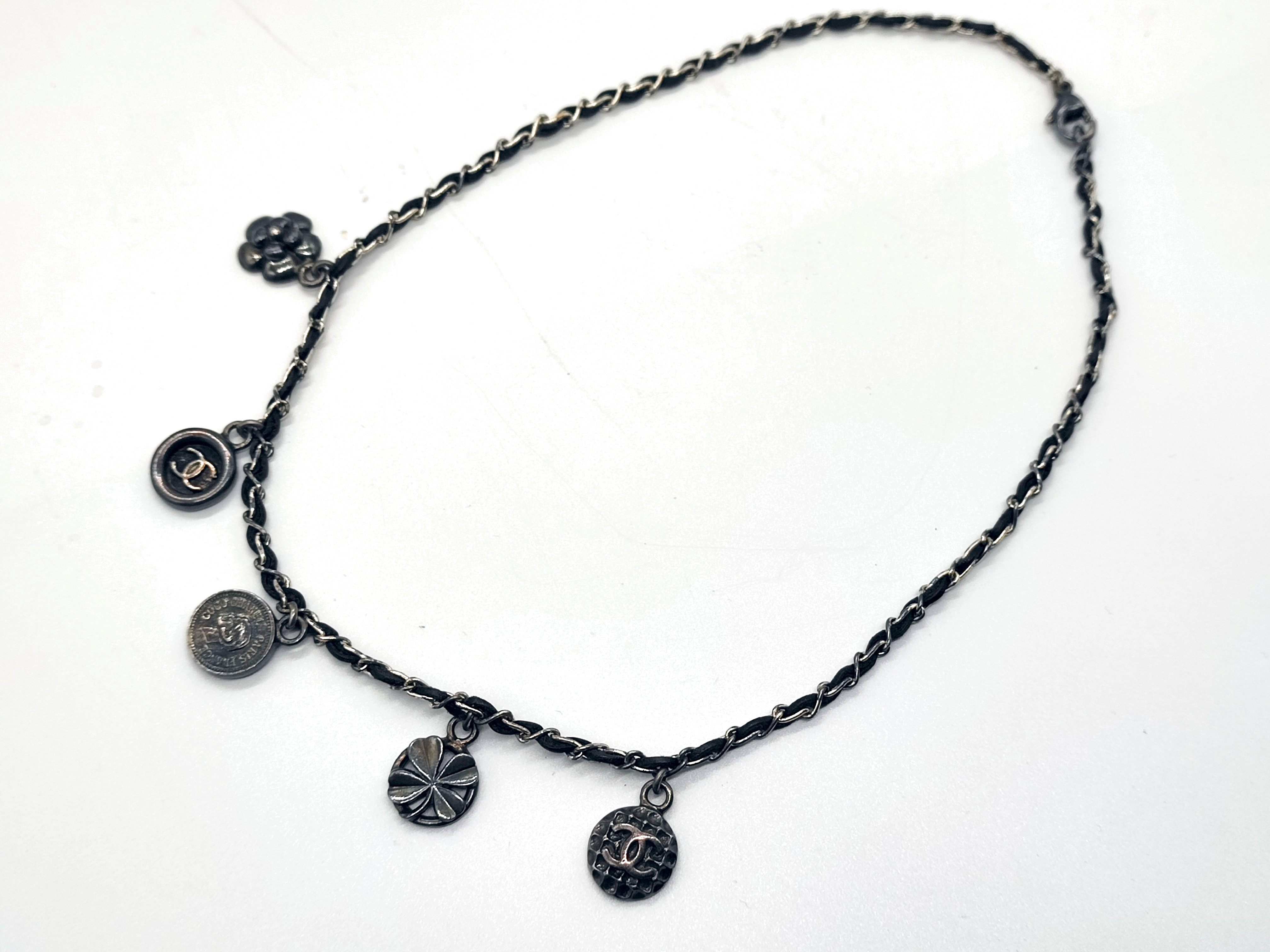 Coco Mark Mademoiselle 5-strand Leather Chain Necklace 96P Necklace — view 4