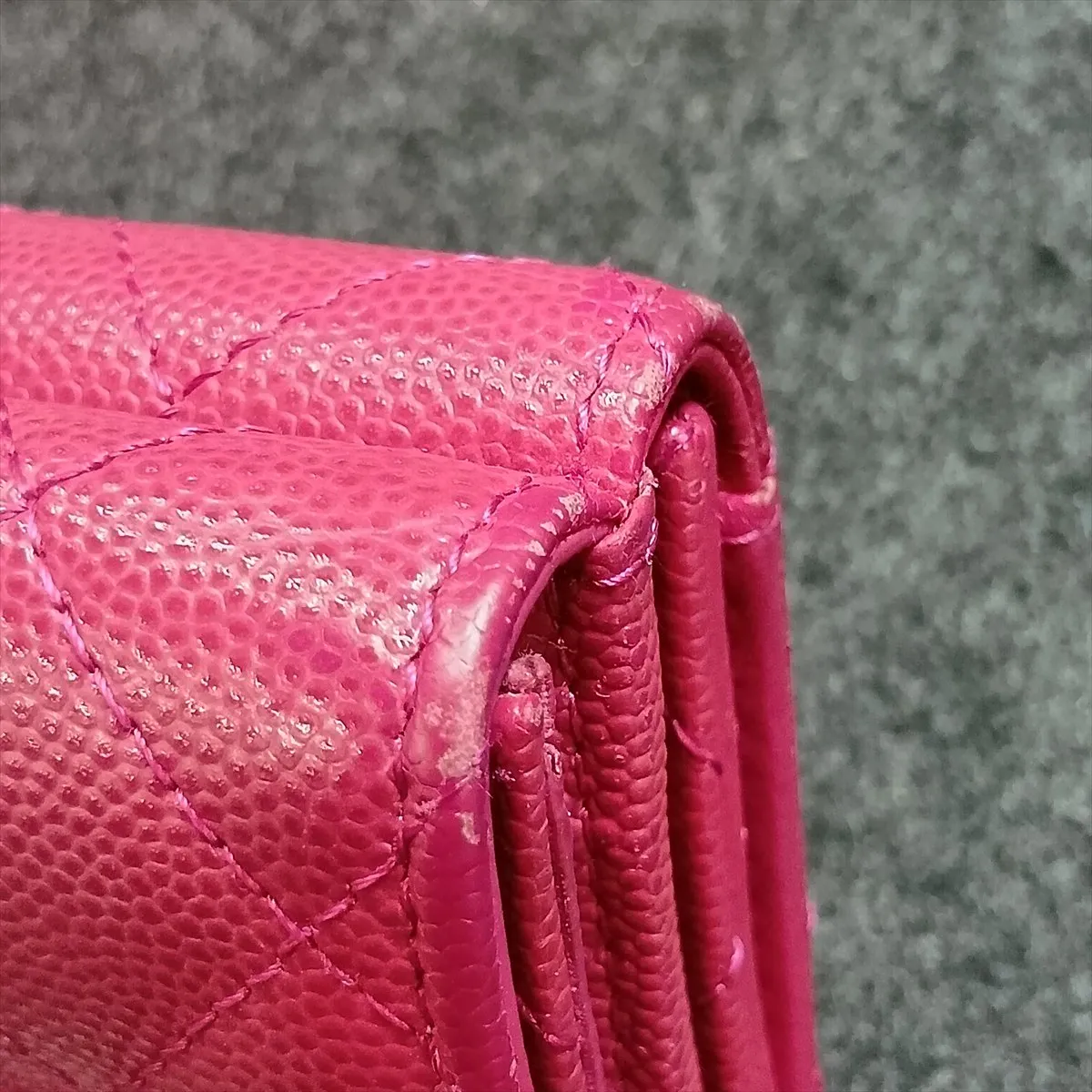 Matelassé Caviar Skin Compact Wallet, Pink with Gold Hardware, GX10UC71 — view 10