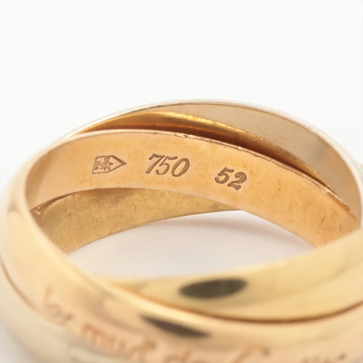 Trinity Ring 750 (YG x PG x WG) 8.0g Size 52 Dents, solder marks, plating peeling — view 4