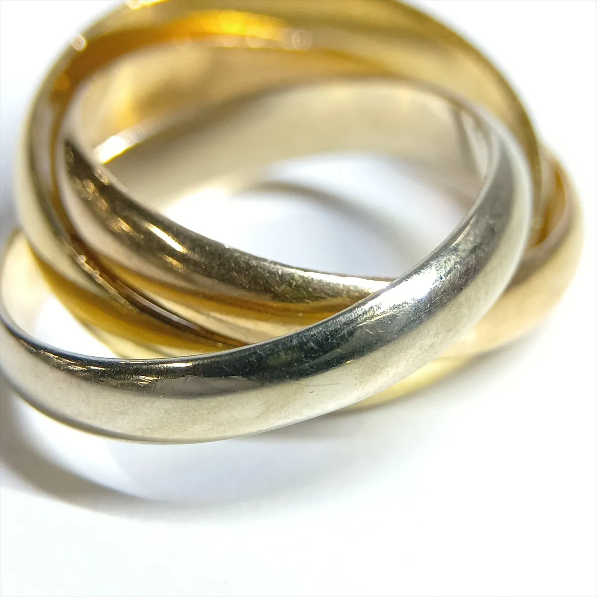 Trinity Ring 750 (YG x PG x WG) 8.0g Size 52 Dents, solder marks, plating peeling — view 6
