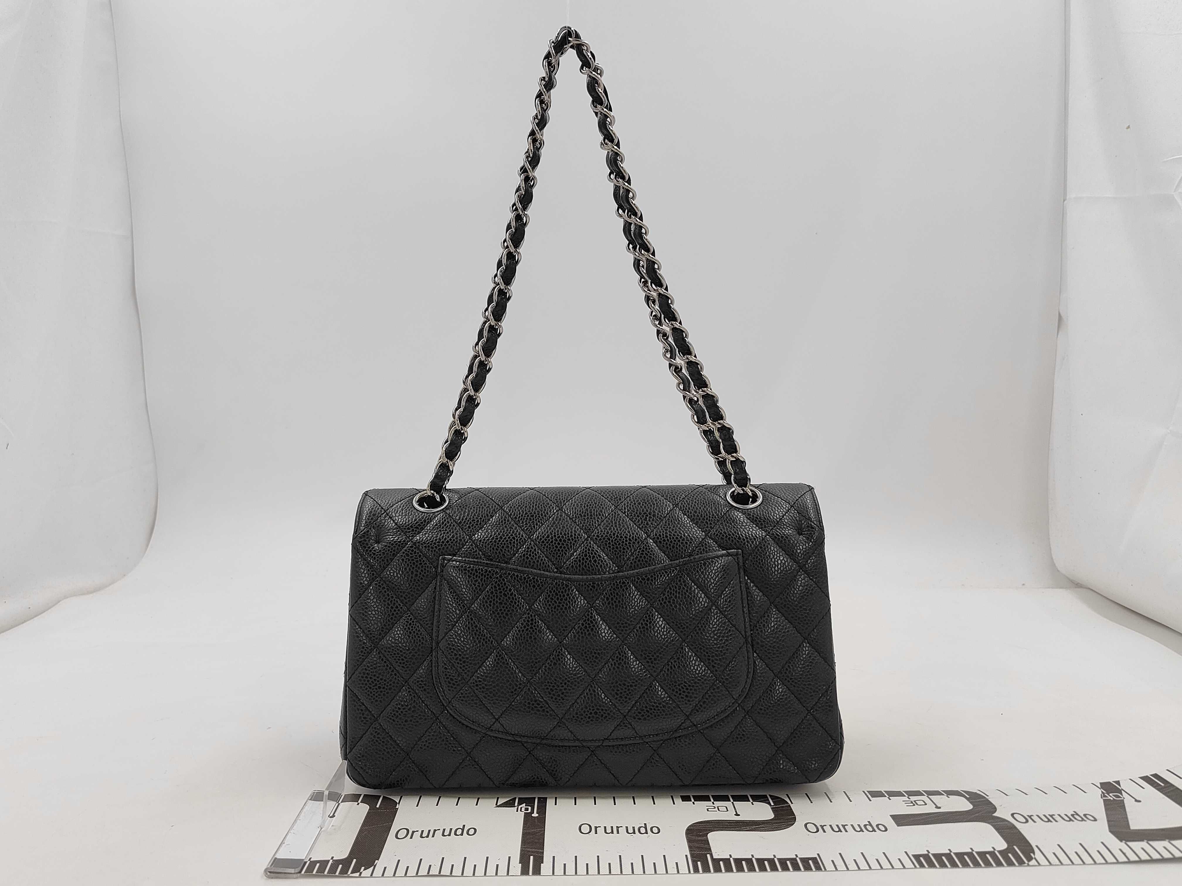 Caviar Skin W25 Matelassé Double Flap Shoulder Bag with Black and Silver Hardware — view 2