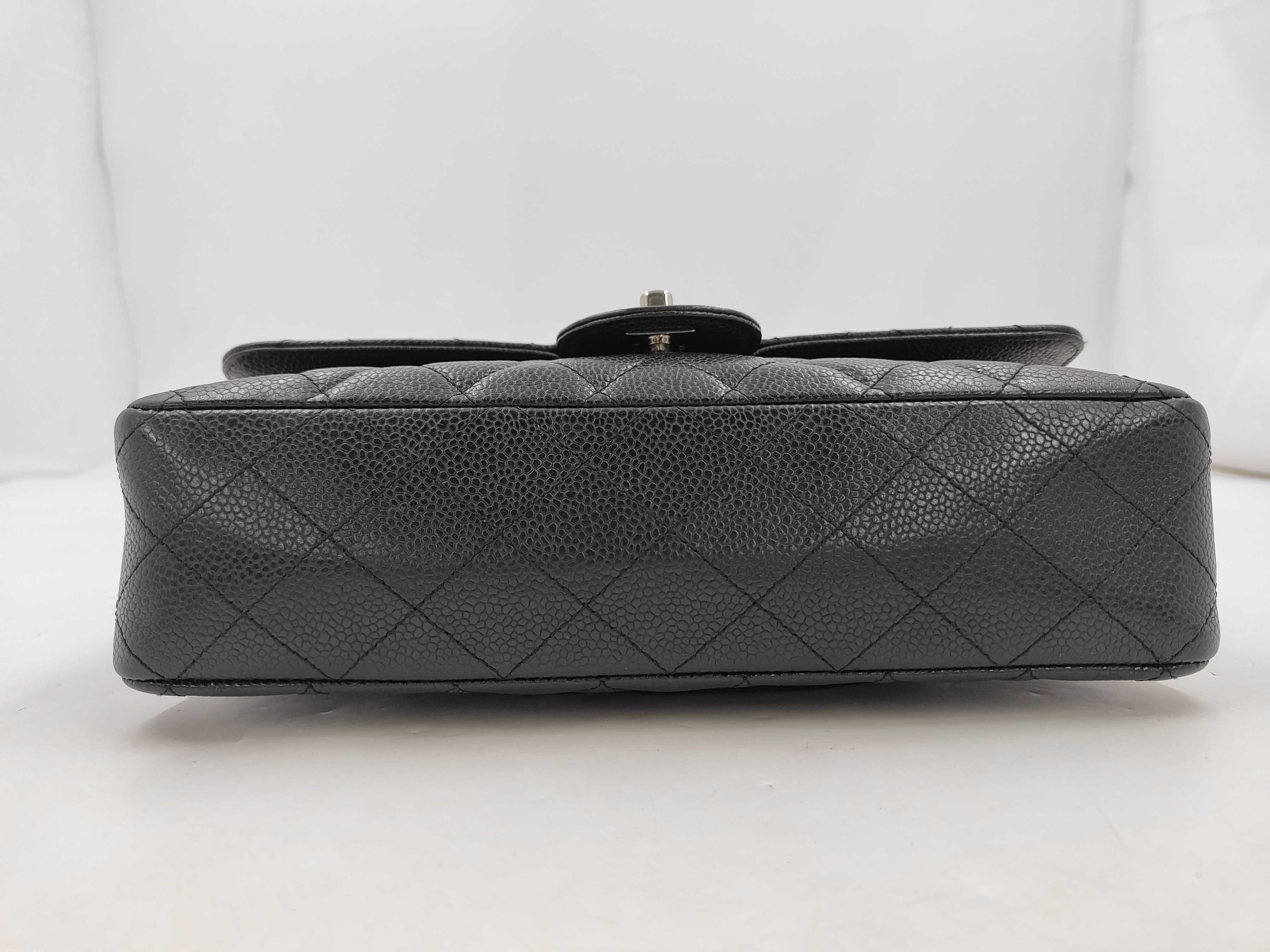 Caviar Skin W25 Matelassé Double Flap Shoulder Bag with Black and Silver Hardware — view 3