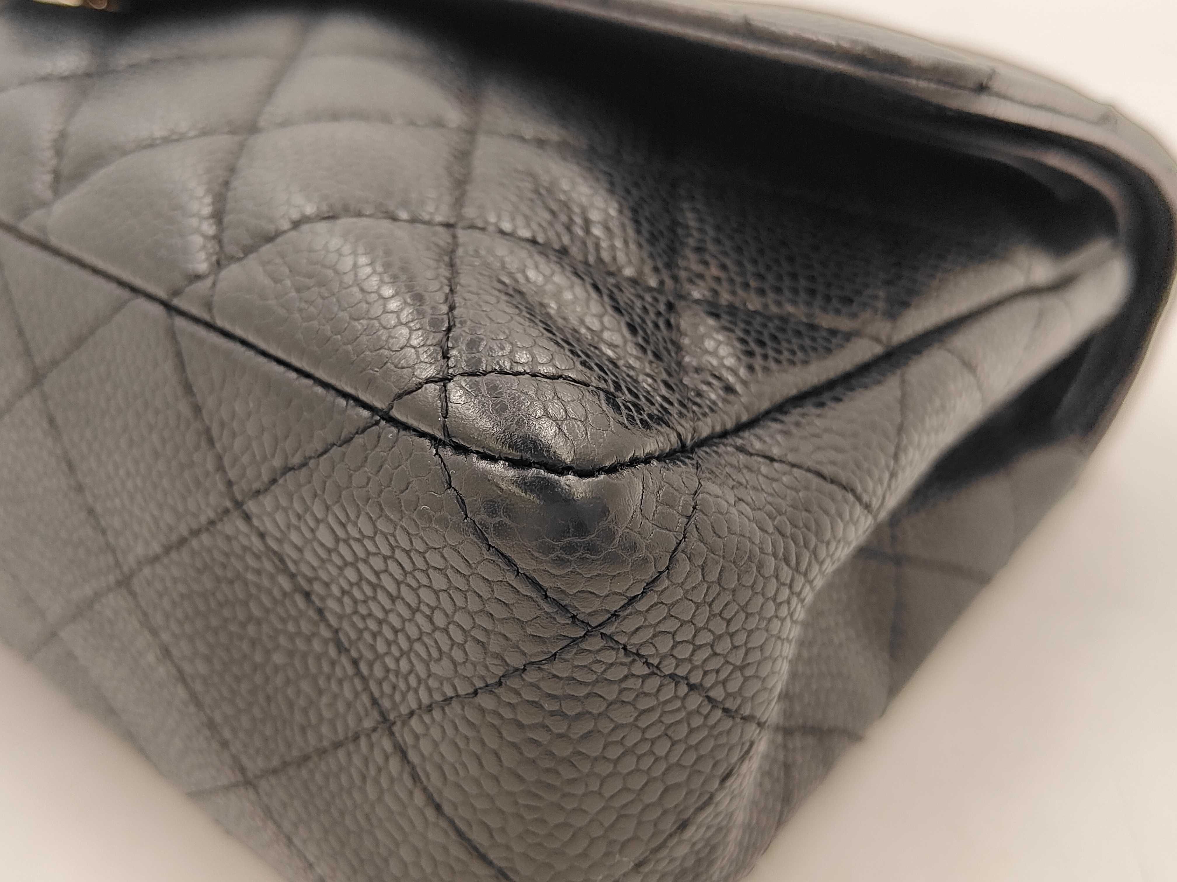 Caviar Skin W25 Matelassé Double Flap Shoulder Bag with Black and Silver Hardware — view 4