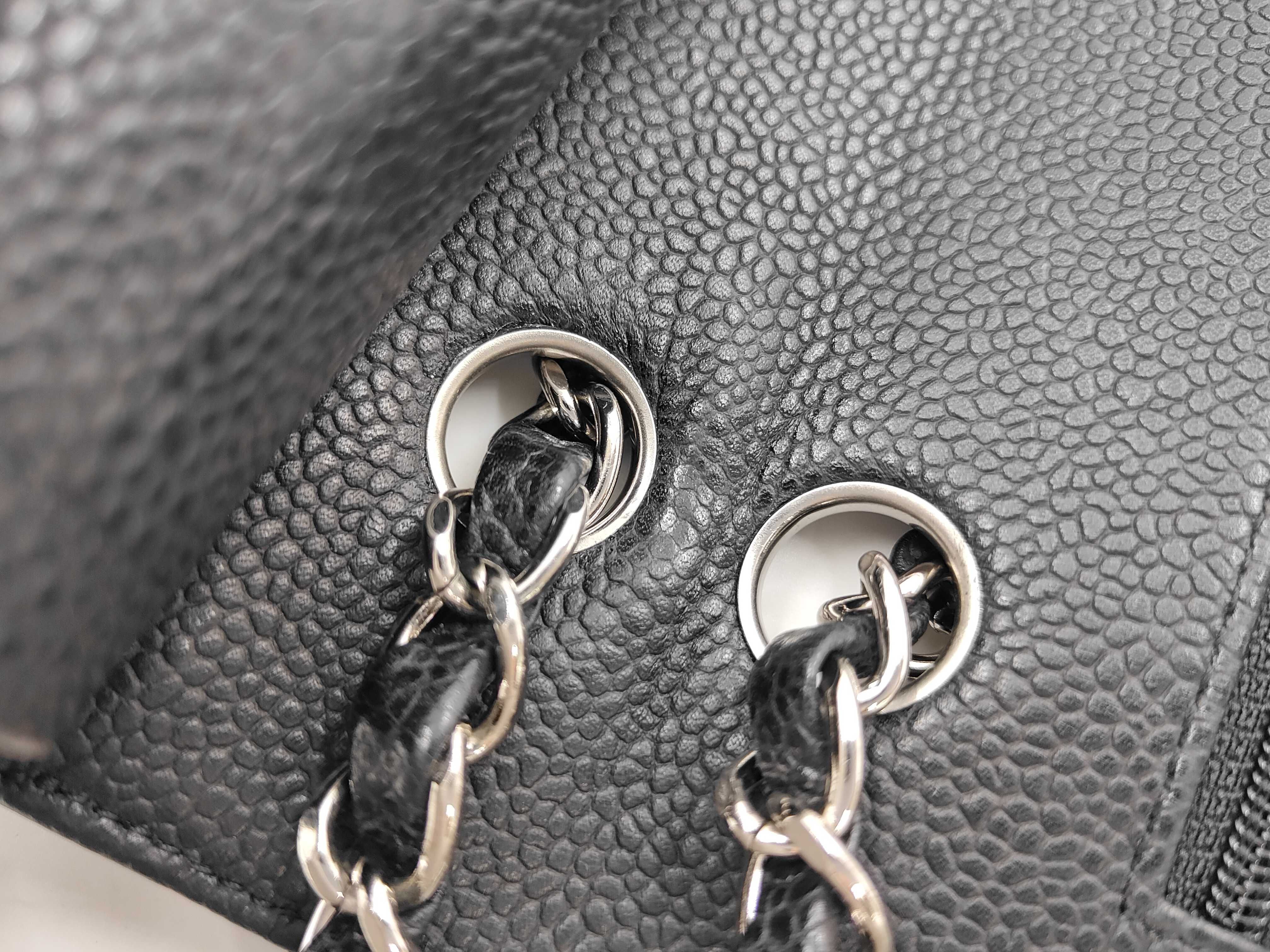 Caviar Skin W25 Matelassé Double Flap Shoulder Bag with Black and Silver Hardware — view 7