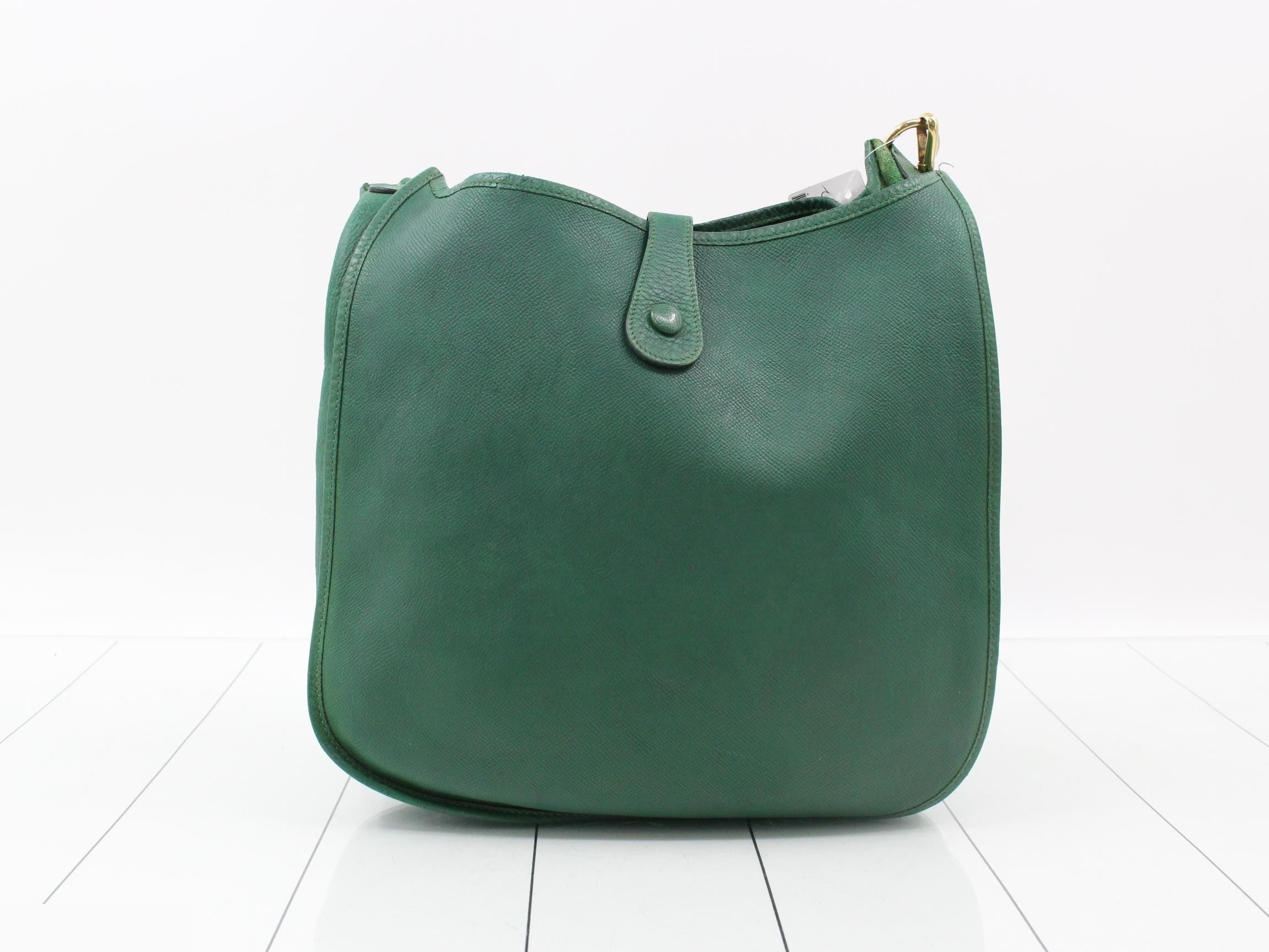 Evelyn 1, size 33, GM, W stamp, Courchevel leather, green, gold hardware. — view 2