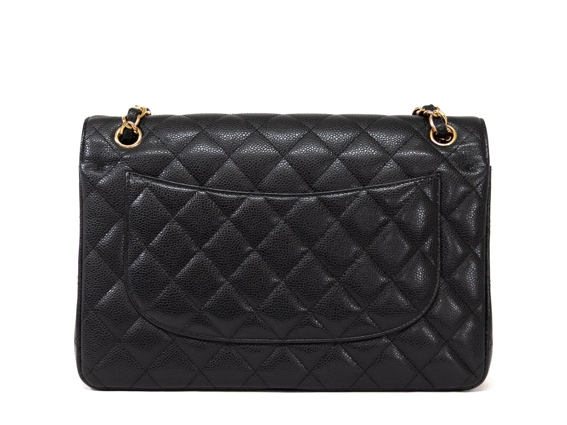 Large Matelassé bag, seal, double flap, double chain, caviar leather. — view 2