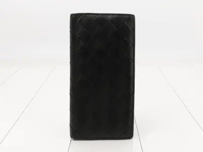 Intrecciato long wallet/card case, black