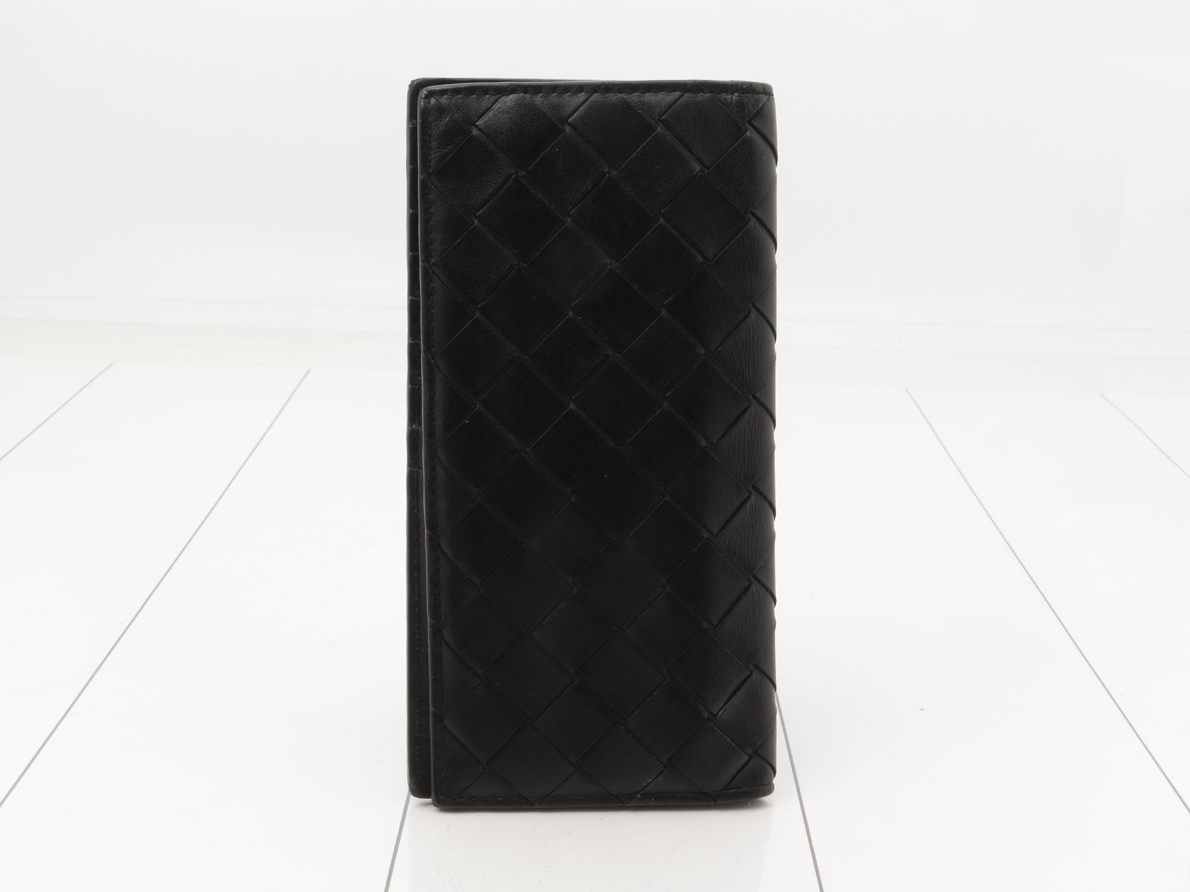 Intrecciato long wallet/card case, black — view 2
