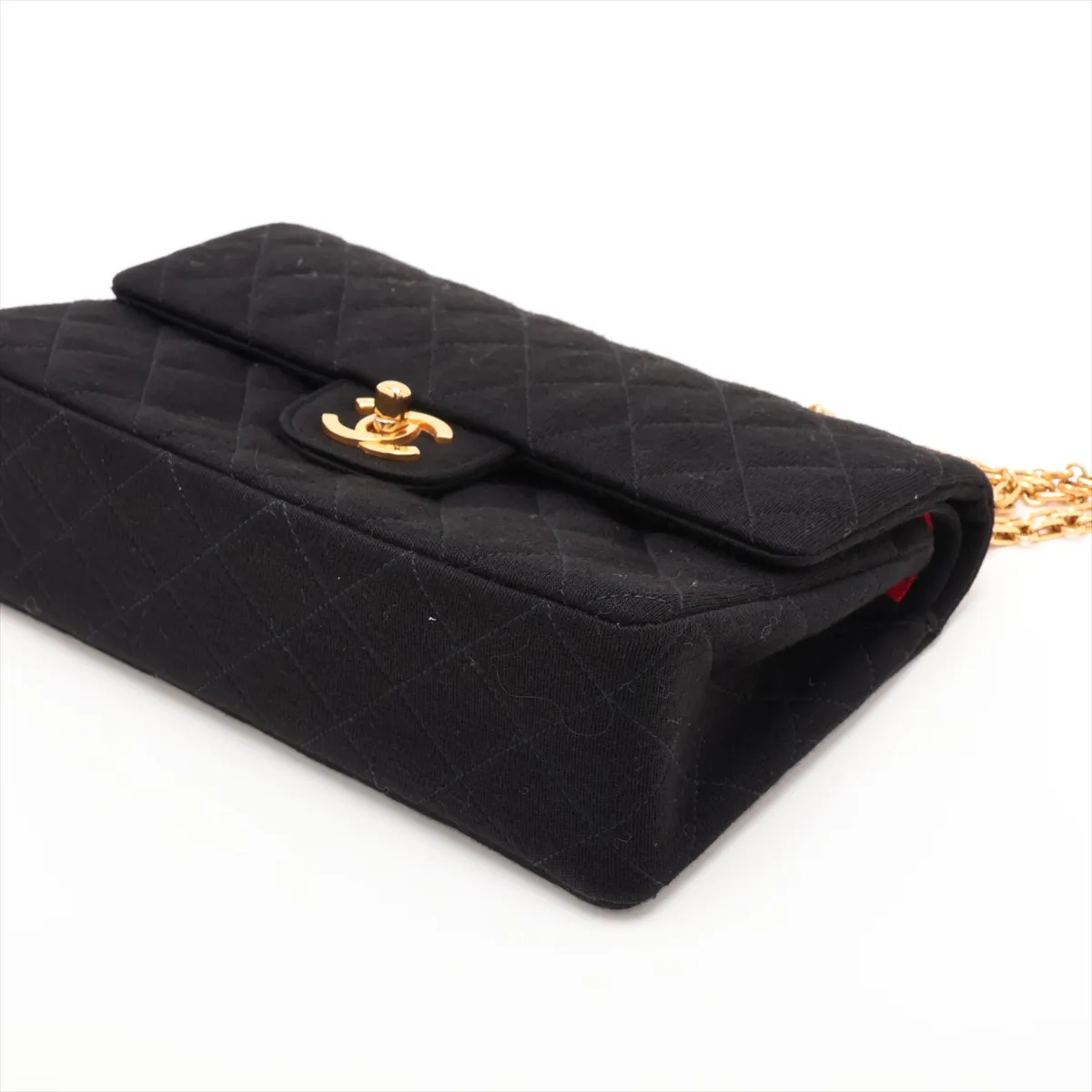 Matelassé 23 Small Cotton Double Flap Double Chain Bag, Black with Gold Hardware, 372877, Serial Number 0-series, A01113 — view 3