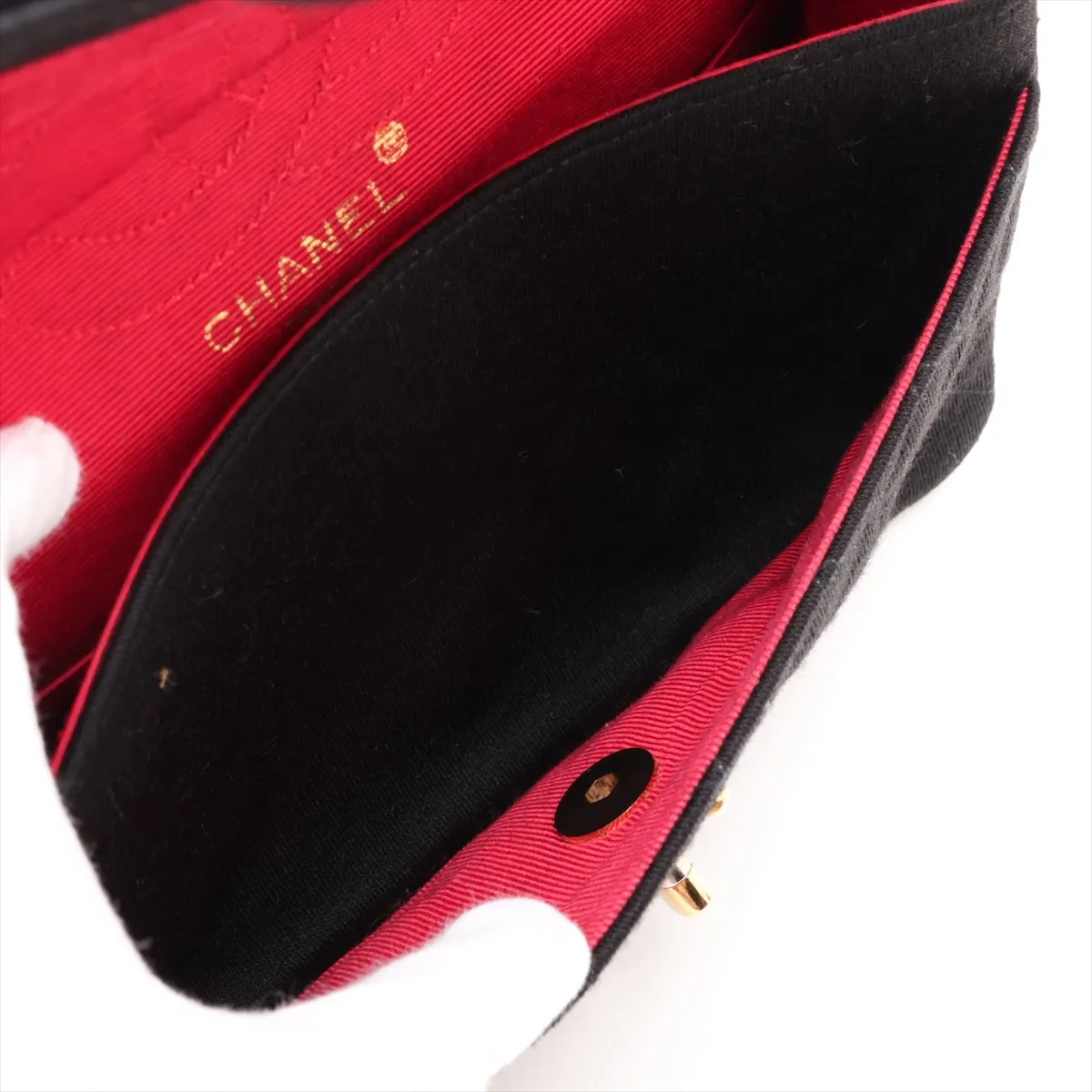 Matelassé 23 Small Cotton Double Flap Double Chain Bag, Black with Gold Hardware, 372877, Serial Number 0-series, A01113 — view 8