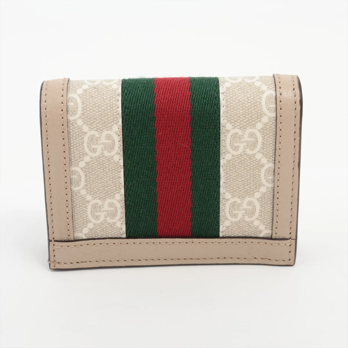 GG Supreme Ophidia 523155 PVC x Leather Compact Wallet Beige — view 2