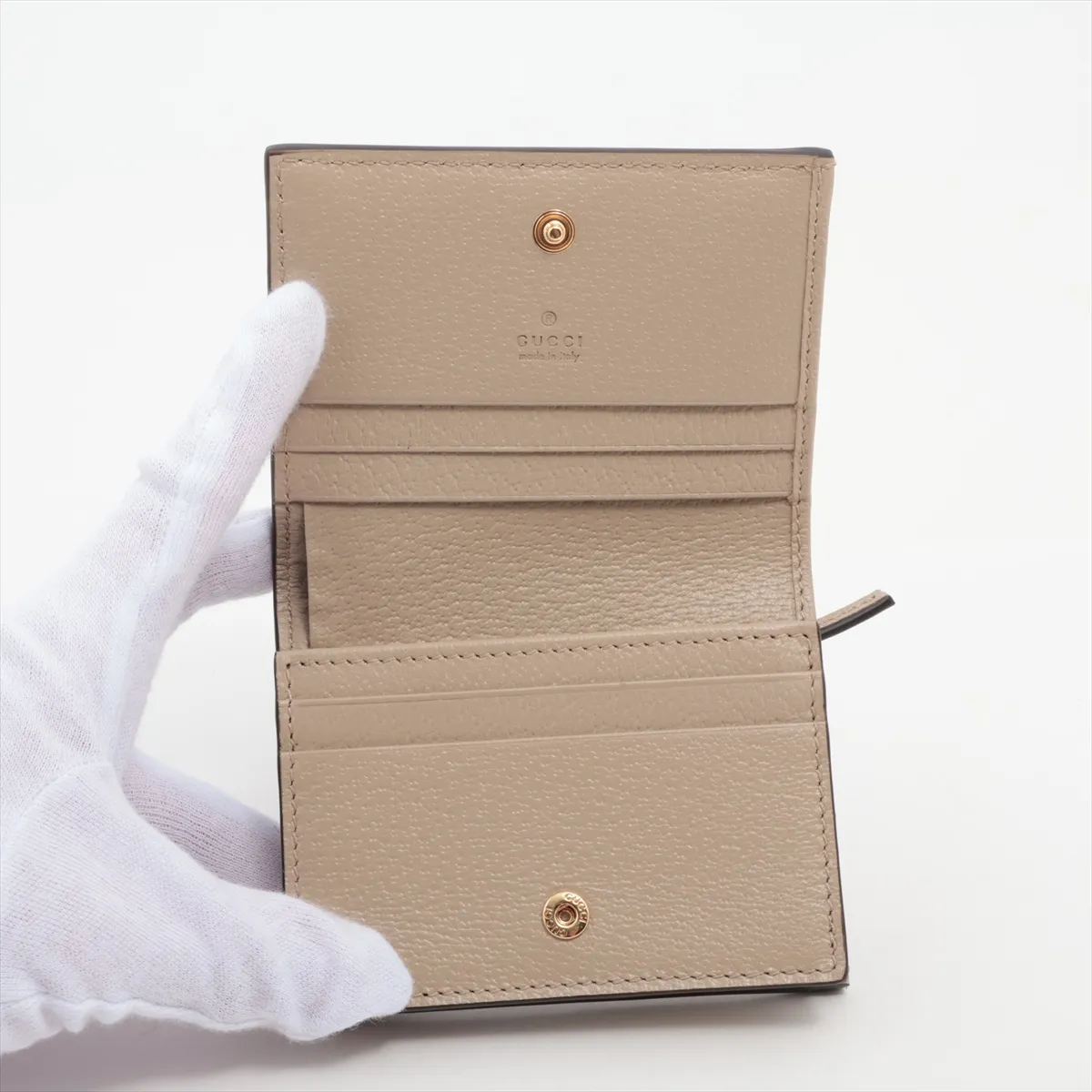GG Supreme Ophidia 523155 PVC x Leather Compact Wallet Beige — view 3
