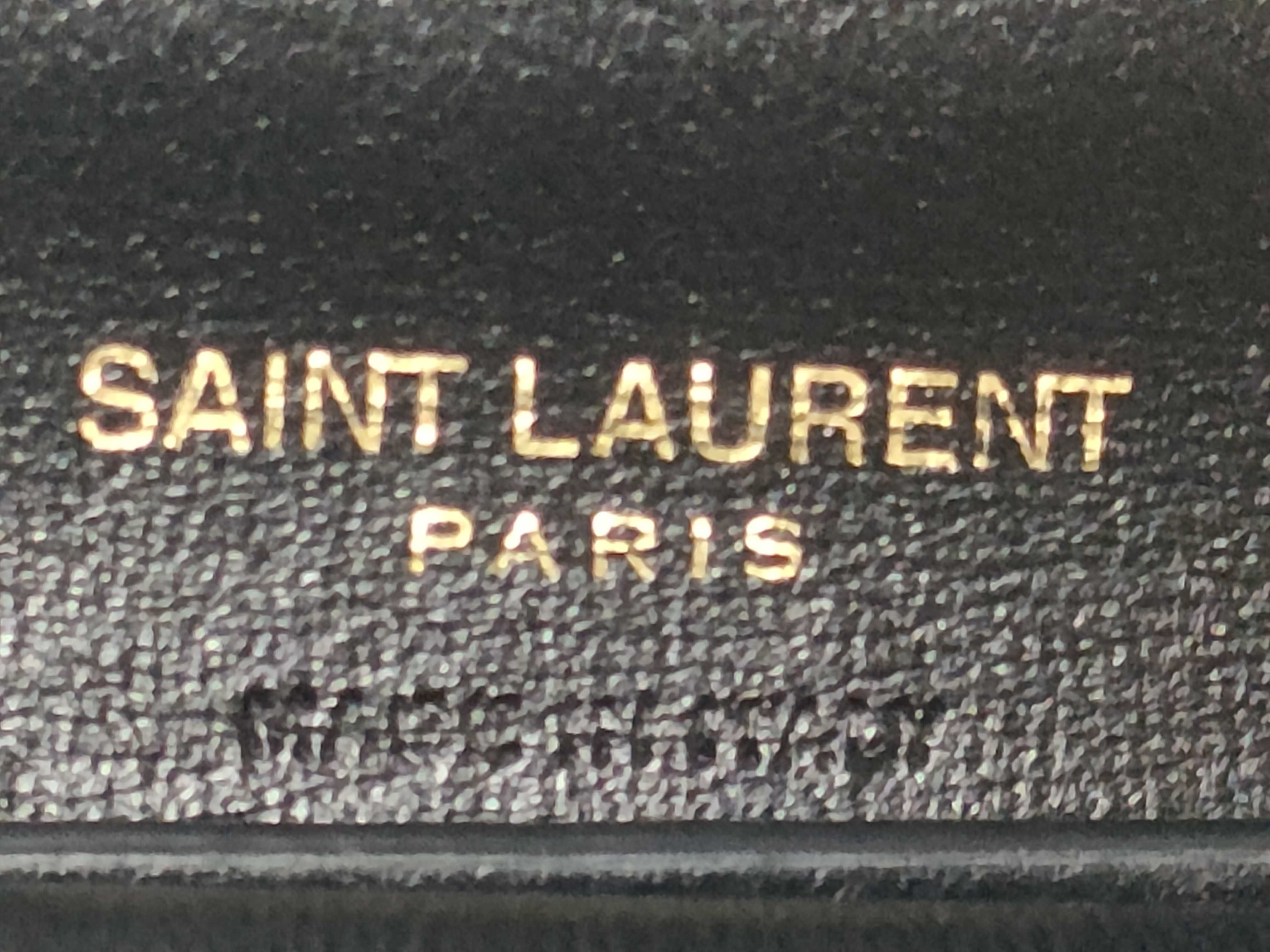 Cassandra YSL Logo Tri-fold Wallet, Caviar Leather, Black — view 11