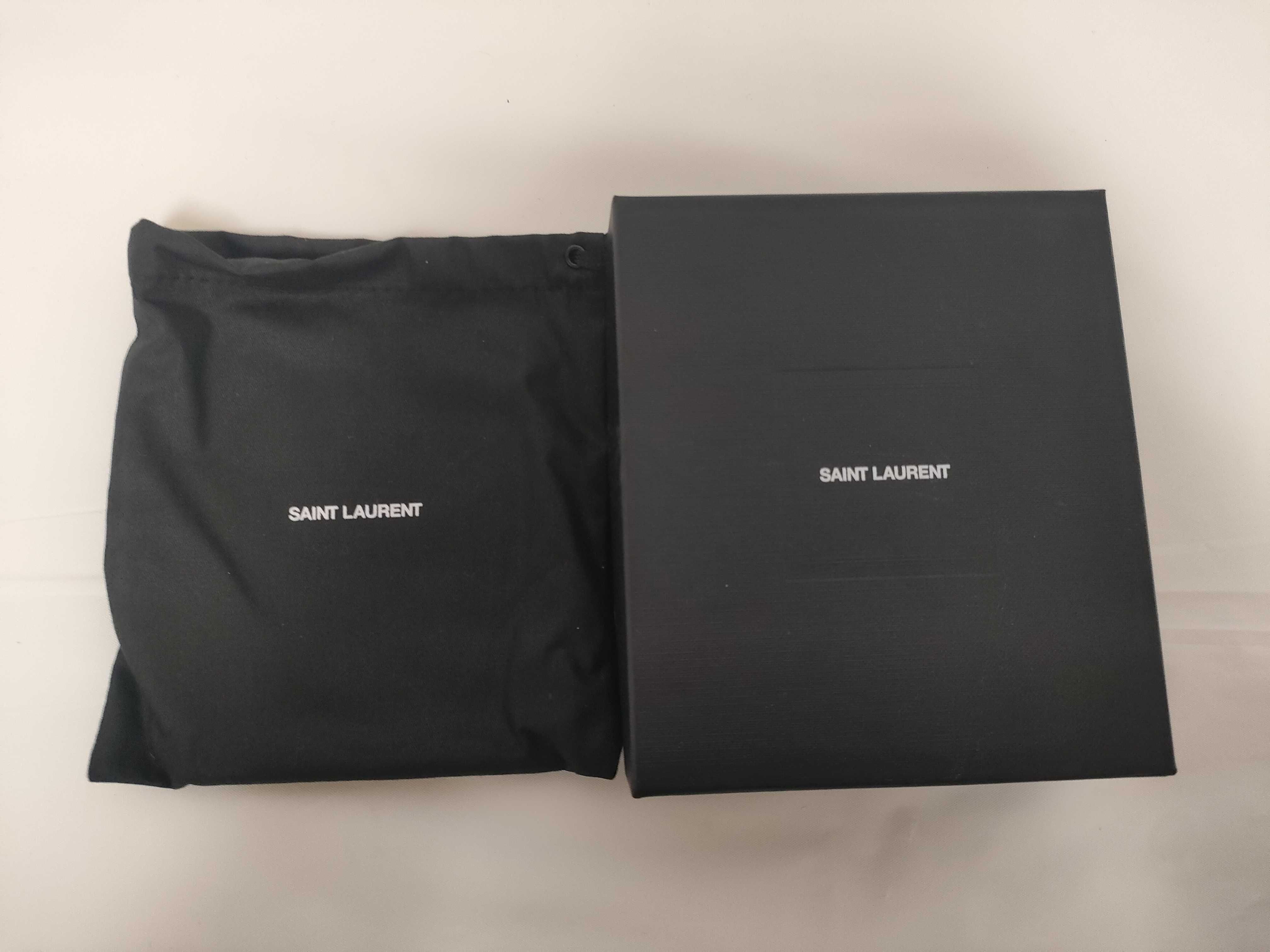Cassandra YSL Logo Tri-fold Wallet, Caviar Leather, Black — view 14
