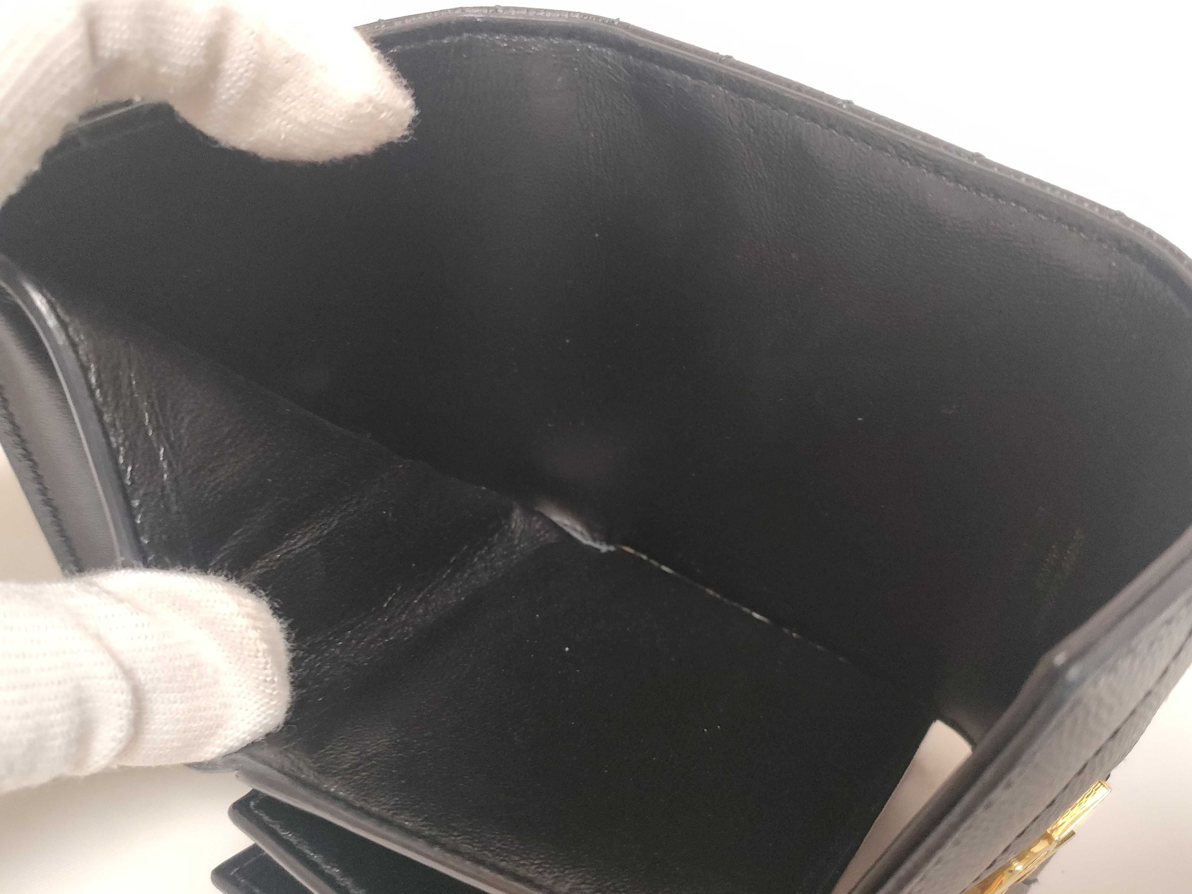 Cassandra YSL Logo Tri-fold Wallet, Caviar Leather, Black — view 9