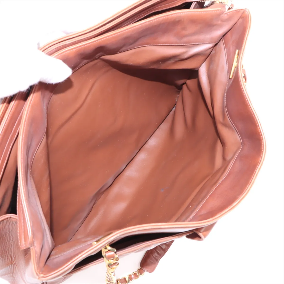 Matelasse Lambskin Chain Tote Bag Brown Gold Hardware 1536385 No. 1 — view 11
