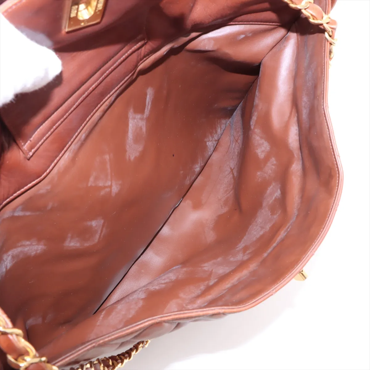 Matelasse Lambskin Chain Tote Bag Brown Gold Hardware 1536385 No. 1 — view 12