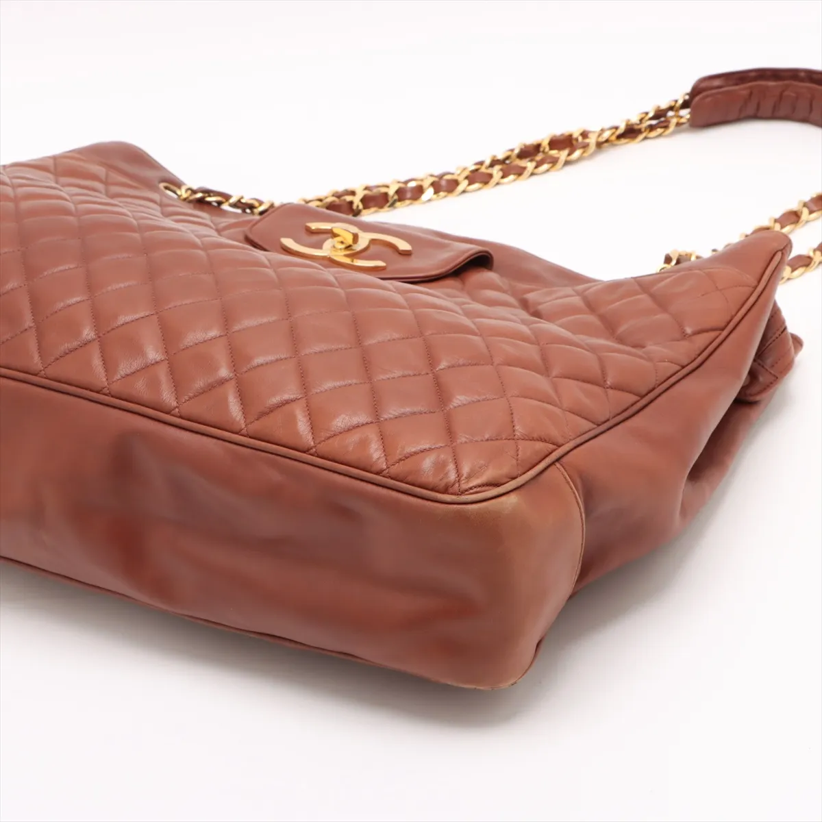 Matelasse Lambskin Chain Tote Bag Brown Gold Hardware 1536385 No. 1 — view 3